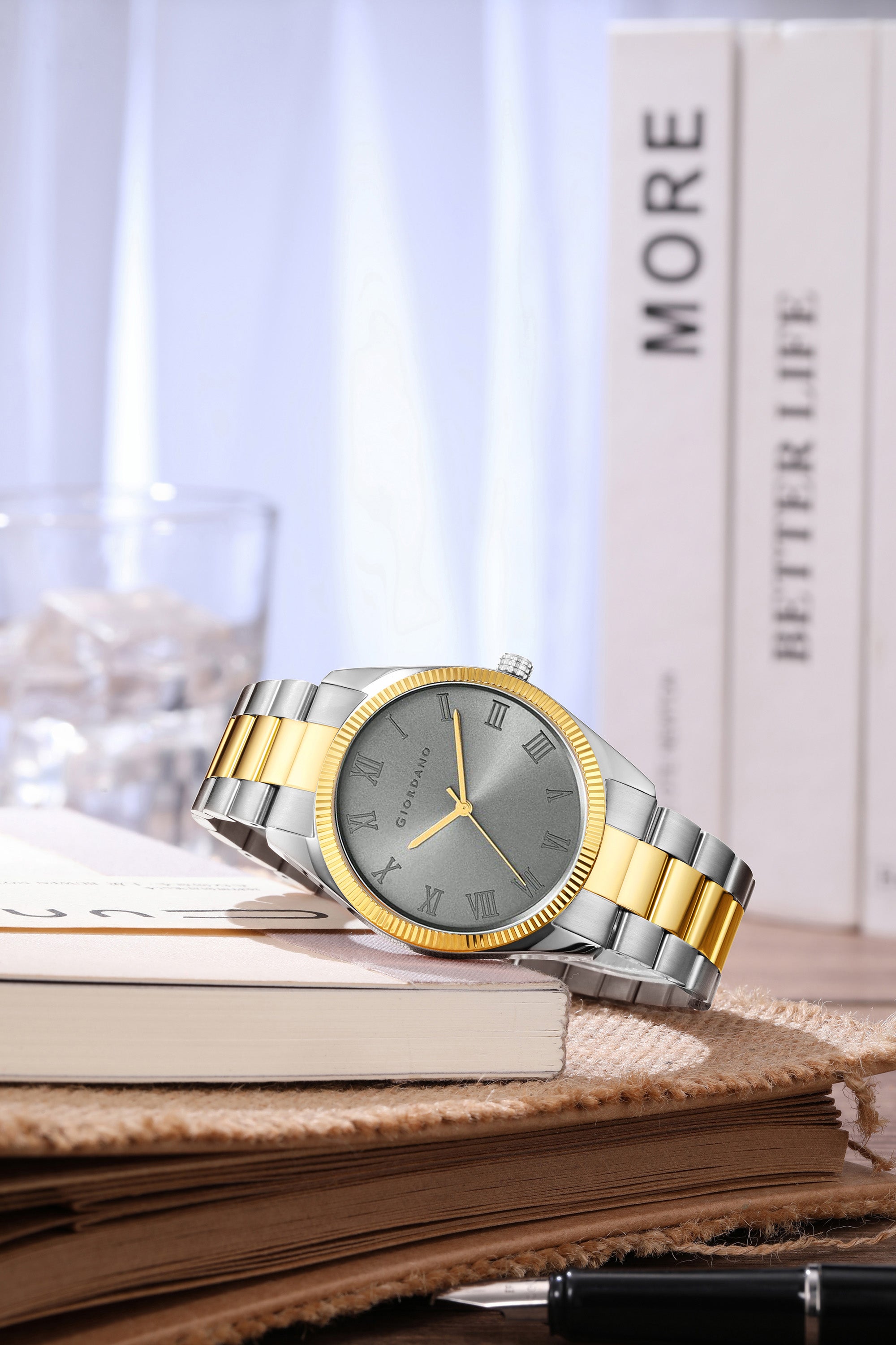 Giordano Analog Wrist Watch for Men Stylish Metal Strap with Water Resistant 3 Hand Mechanism for Men and Boys to Compliment Your Look/Ideal Gift for Male - GZ-50112-GZ-50112-11C