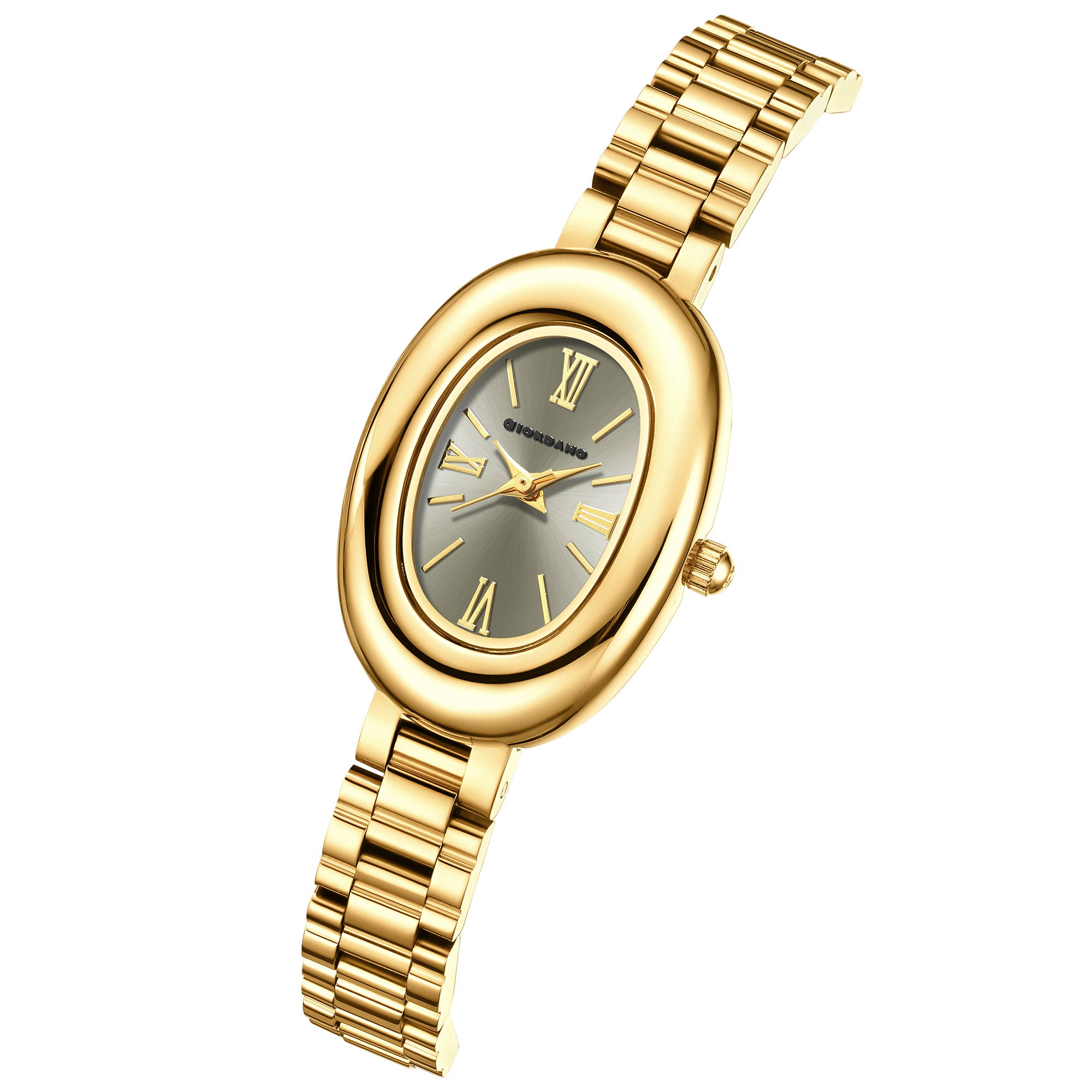 Giordano Oval Shape Dial Watch for Women – Elegant Roman Numerals, Stainless Steel Strap, Sleek Analog Design | GZ-60115-22