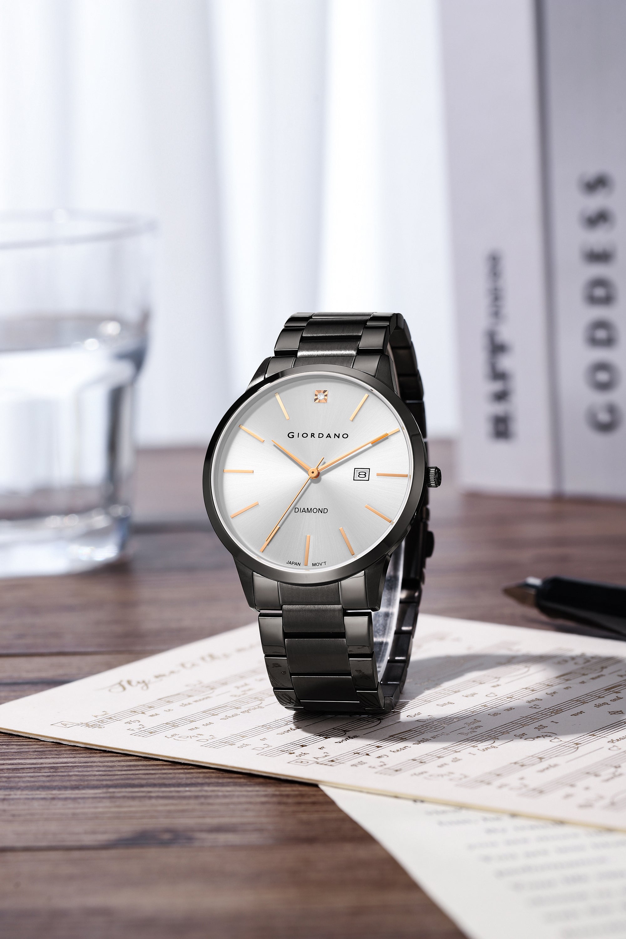 Giordano Classic Analog Watch for Men with Diamond Marked Dial and Stainless Steel Strap | GZ-50101-22