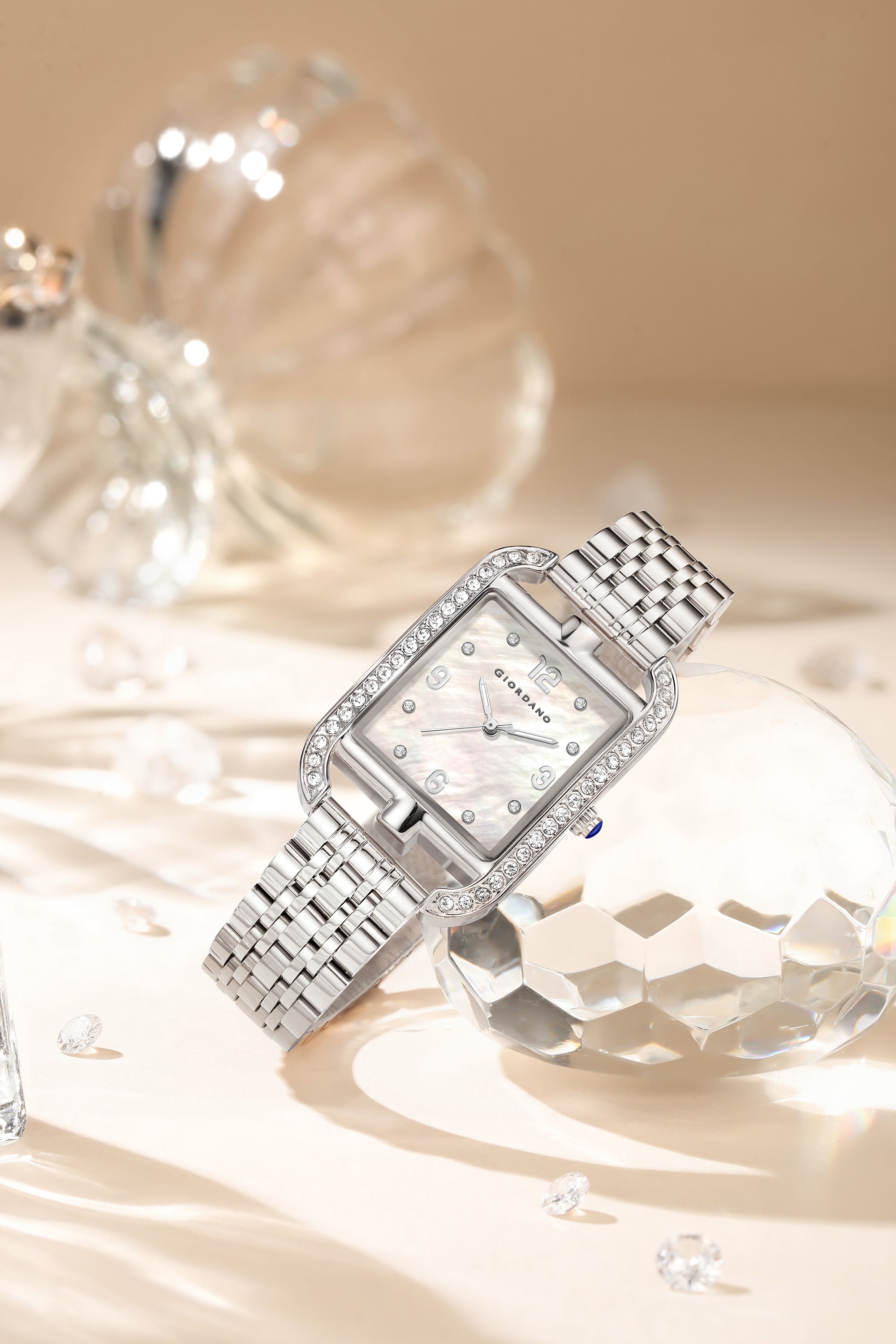 Giordano Analog Watch for Women– Stylish Dial with Crystal Accents, Metal Strap, Quartz Movement – Elegant Accessory for Special Occasions | GZ-60108-11