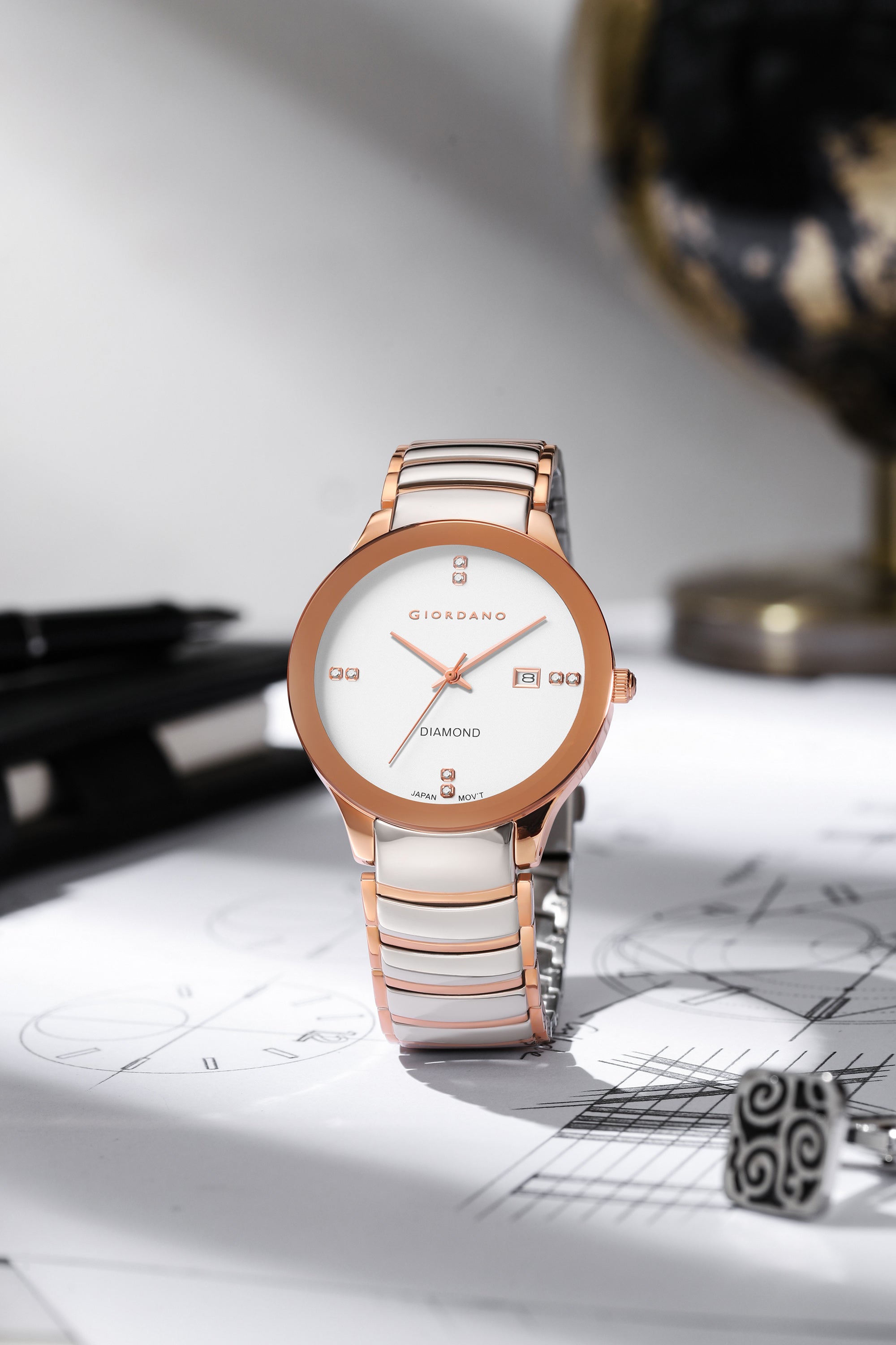 Giordano Classic Analog Watch for Men with Diamond Accents and Stainless Steel Strap GZ-50102-11