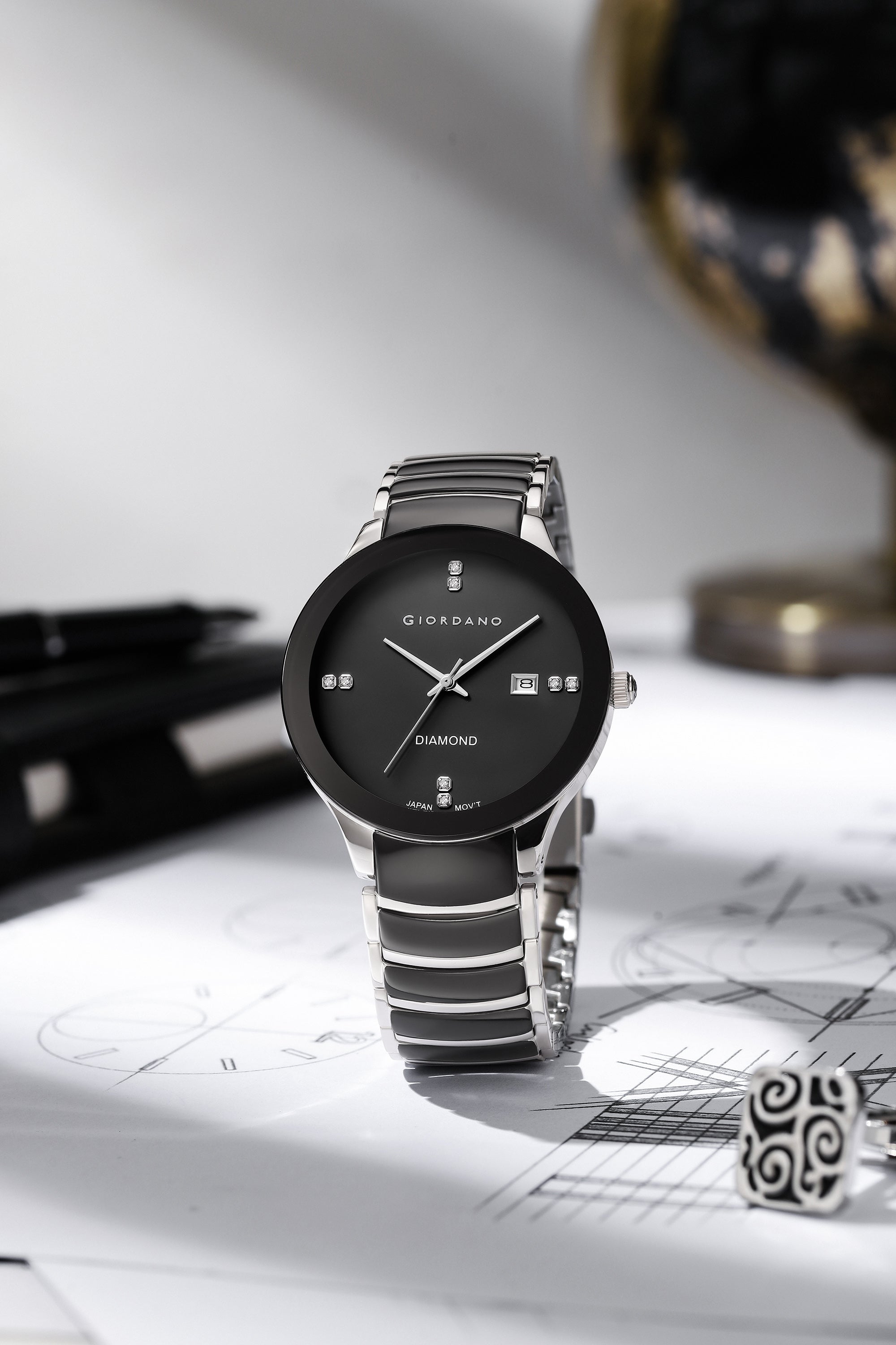 Giordano Classic Analog Watch for Men with Diamond Accents and Stainless Steel Strap GZ-50102-33