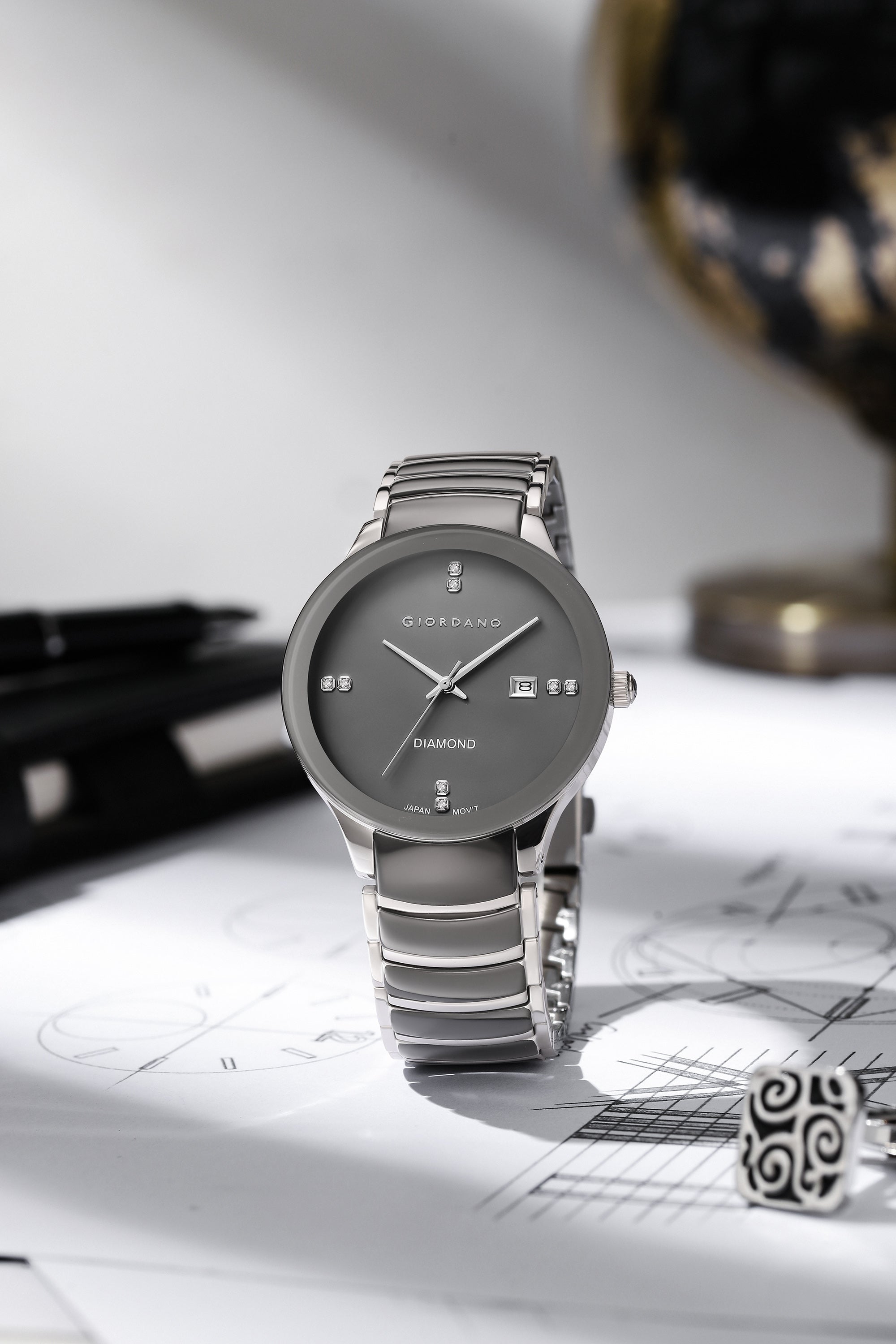 Giordano Classic Analog Watch for Men with Diamond Accents and Stainless Steel Strap GZ-50102-22