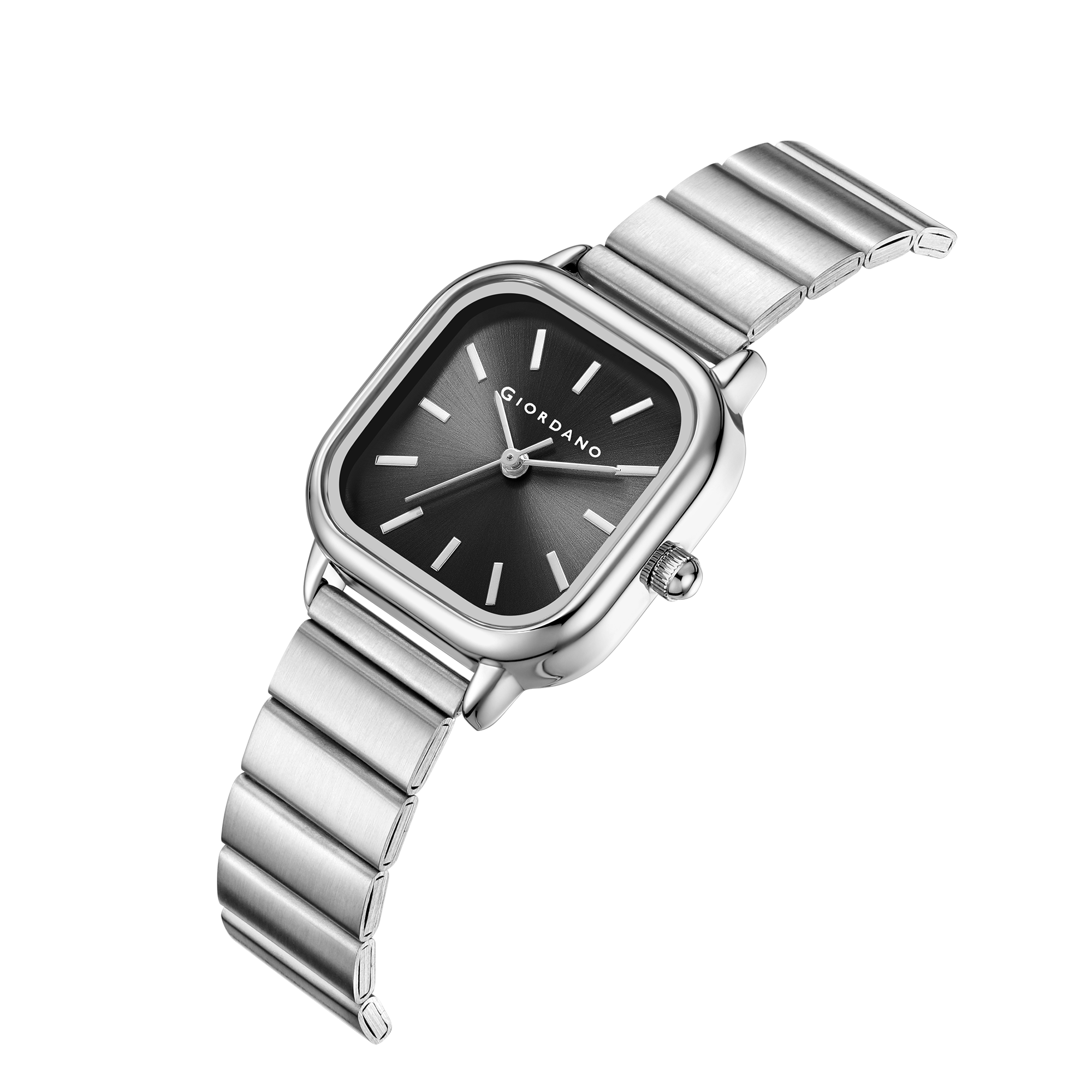 Giordano Classic Square Watch for Women – Polished Stainless Steel Strap, Minimalist Compact Design | GZ-60098-11