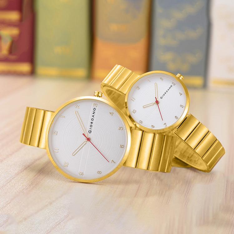 Giordano Analog Couple Watch Set – Elegant Dial with Stainless Steel Strap – His & Hers Matching Watches – Minimalist Unisex Design | GZ-992-SET-33