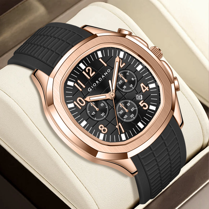 Giordano Precision and Comfort Multi Function Watch for Men with Textured Dial & Trendy Silicone Band | GZ-50143-02