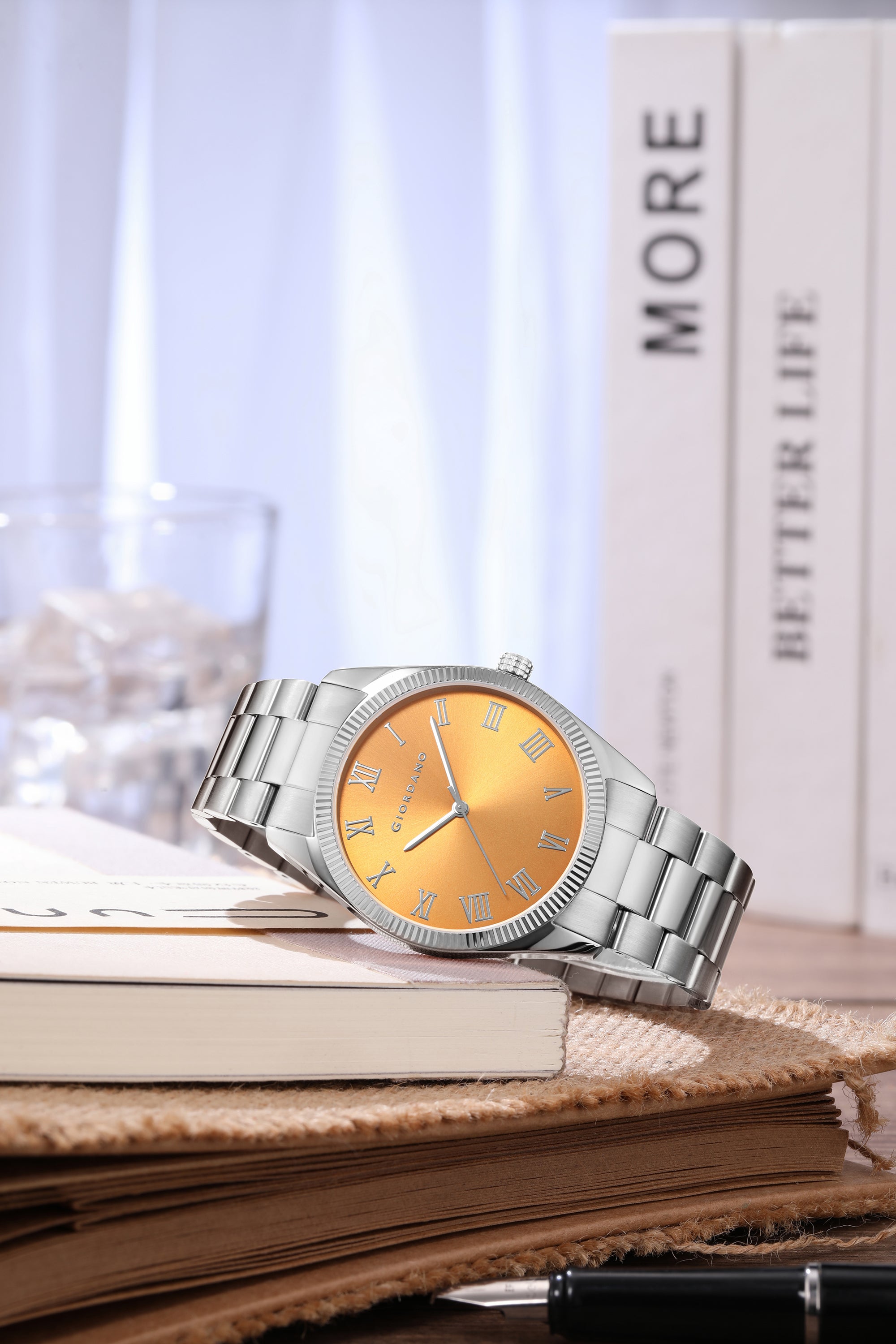 Giordano Analog Wrist Watch for Men Stylish Metal Strap with Water Resistant 3 Hand Mechanism for Men and Boys to Compliment Your Look/Ideal Gift for Male - GZ-50112-GZ-50112-11A