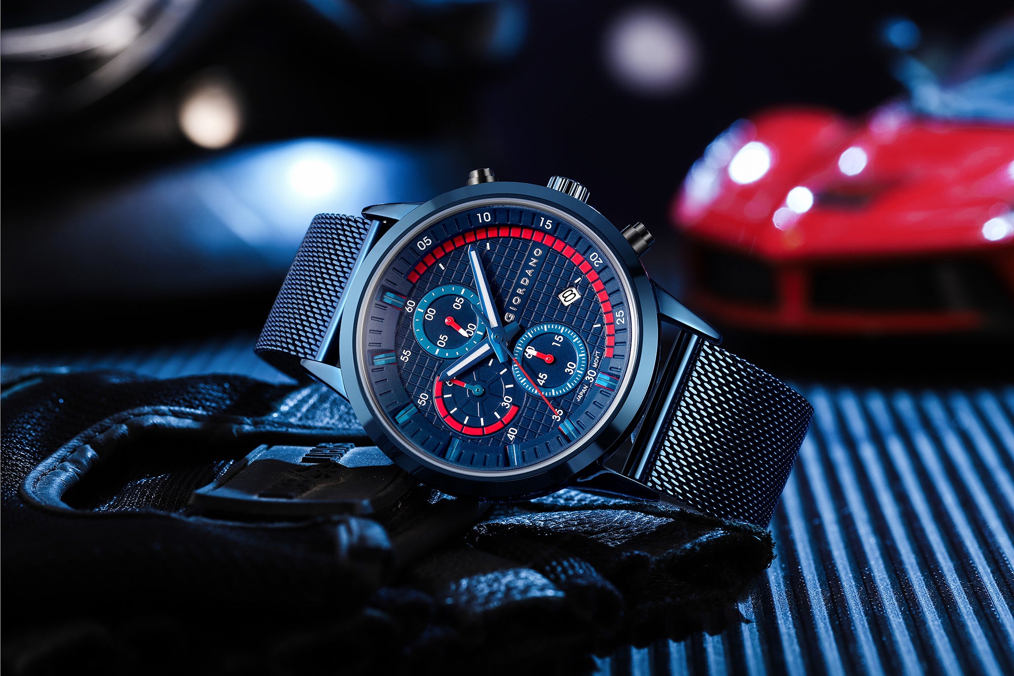 Giordano Multi Function - Performance Sport Watch for Men with Stopwatch Function & Mesh Metal Strap | GZ-50095-33