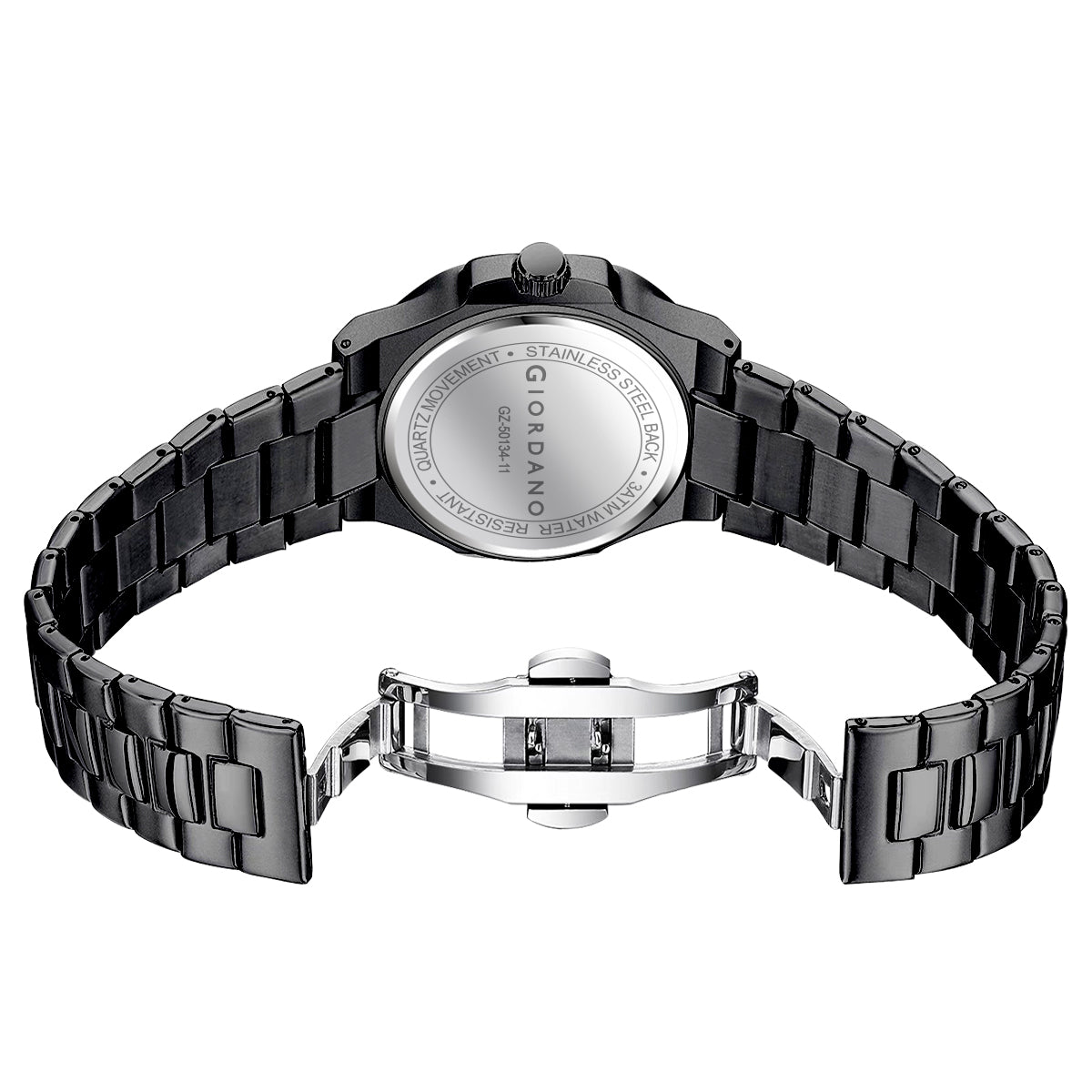 Giordano Analog Watch for Men – Textured Dial, Stainless Steel Strap, Date Display, Quartz Movement, Water Resistant | GZ-50134-11