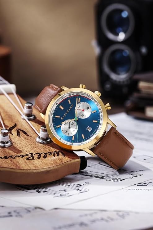 Giordano Analog Stylish Multi-Functional Watch for Men with Round Shape dial, Japanese Quartz and Leather Strap | GZ-50089-02