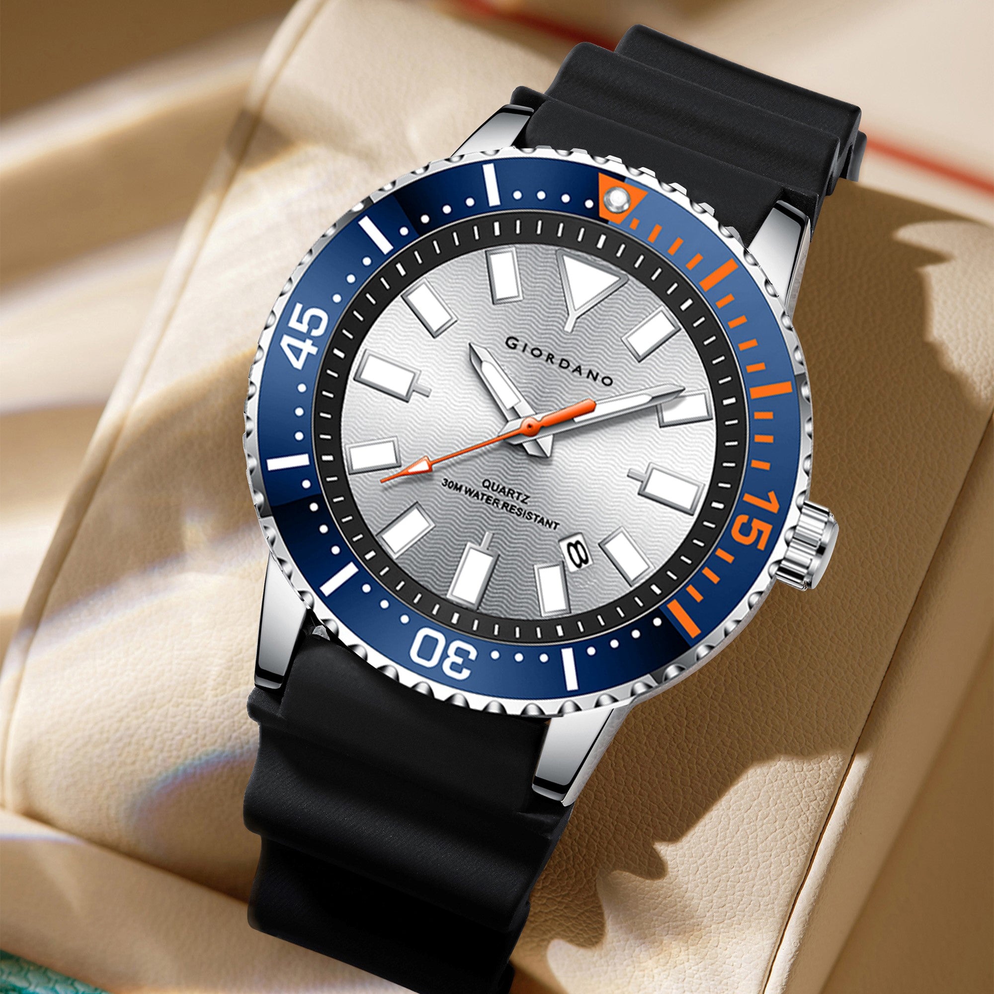 Giordano Analog Wrist Watch for Men Stylish Silicon Strap with Water Resistant 3 Hand Mechanism for Men and Boys to Compliment Your Look/Ideal Gift for Male | GZ-50103-03