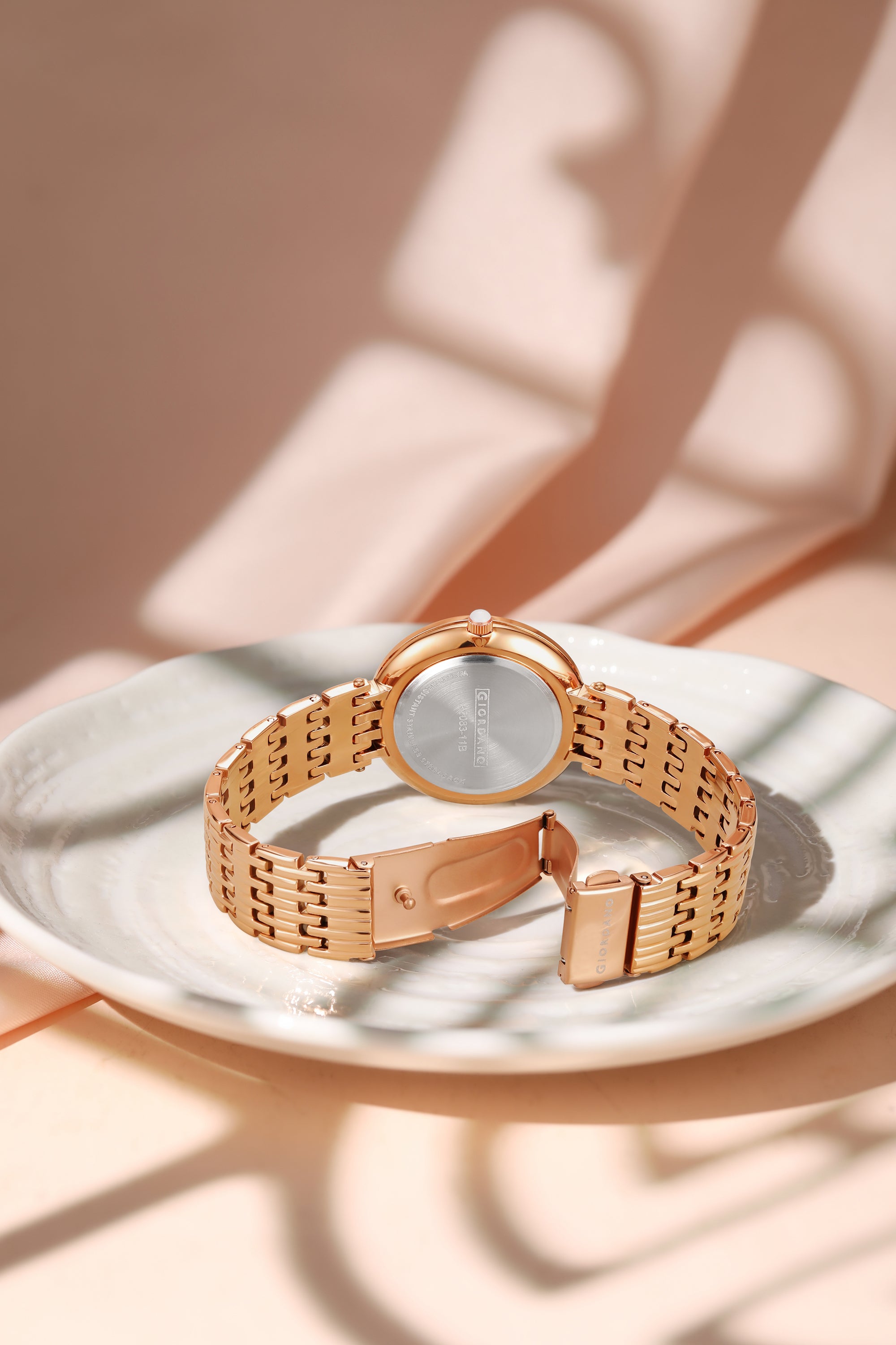 Giordano Eleganza Collection Watch for Women with Stainless Steel Strap and Crystal Embellished Bezel, Roman Numerals-A2083-11B