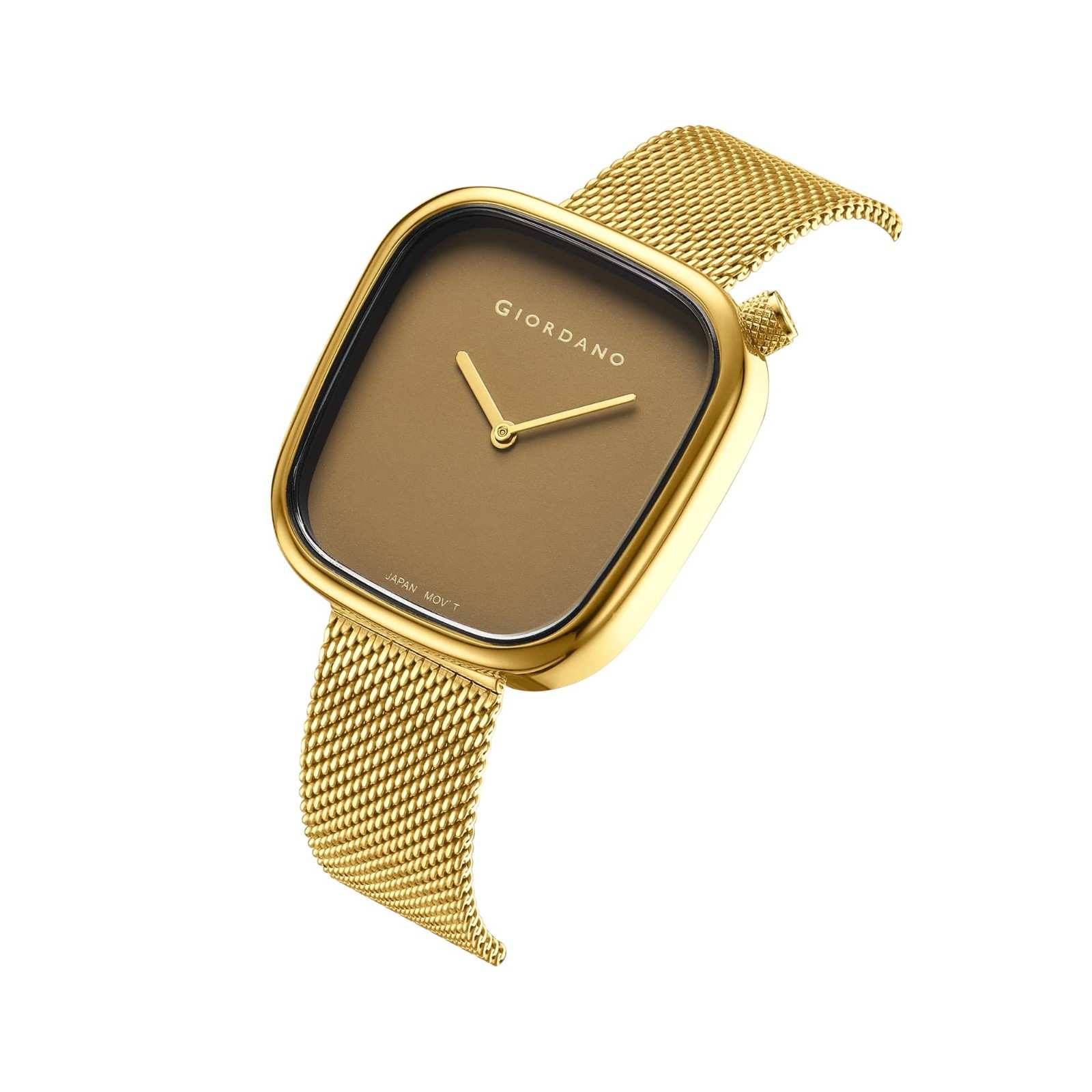 Giordano Analog Wrist Watch for Women with Stylish Metal Strap, Square dial and 3 Hand Mechanism GD-60006-77