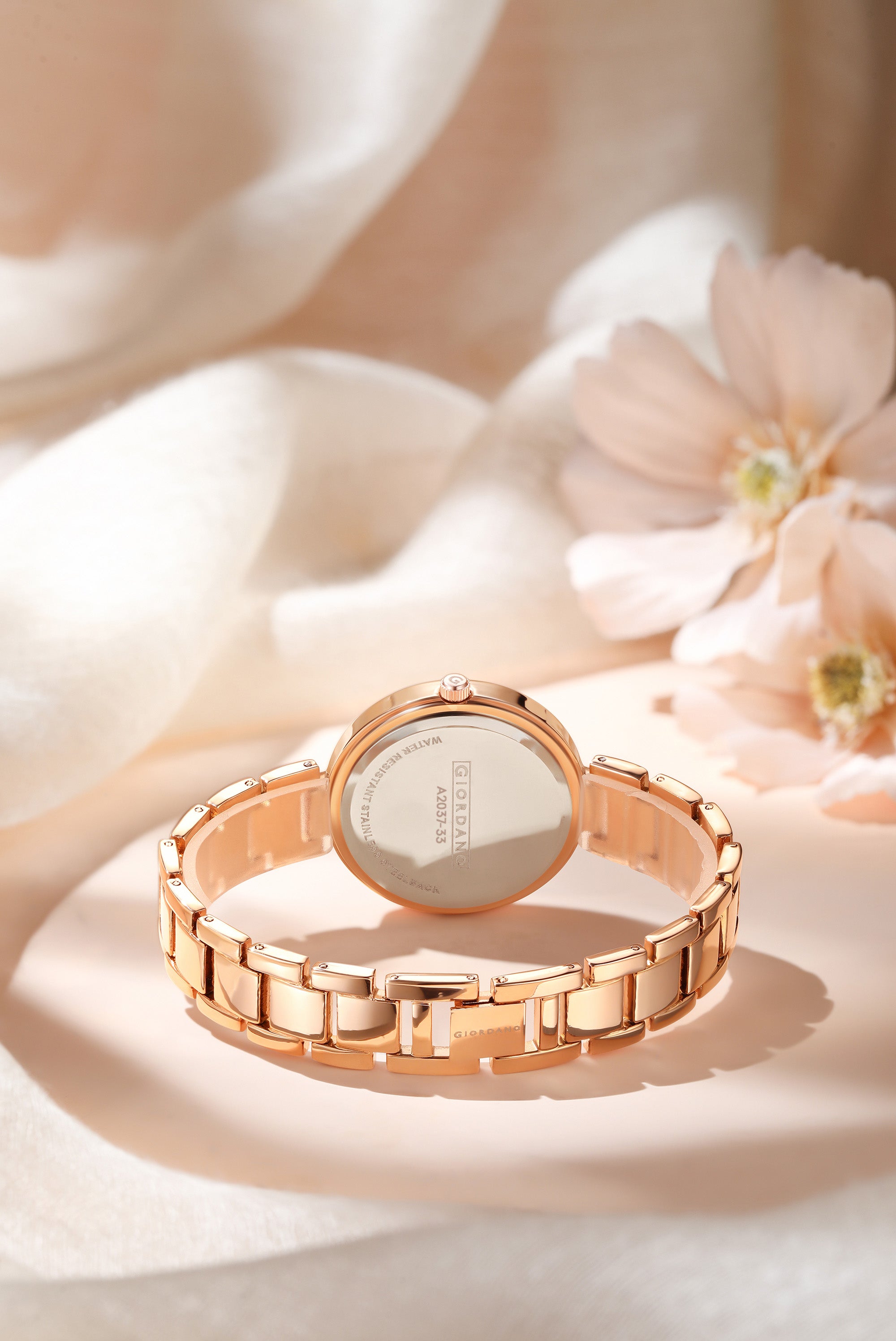 Giordano Eleganza Collection Analog Watch for Women with Crystal-Studded Strap & Diamond Indices- A2037-33