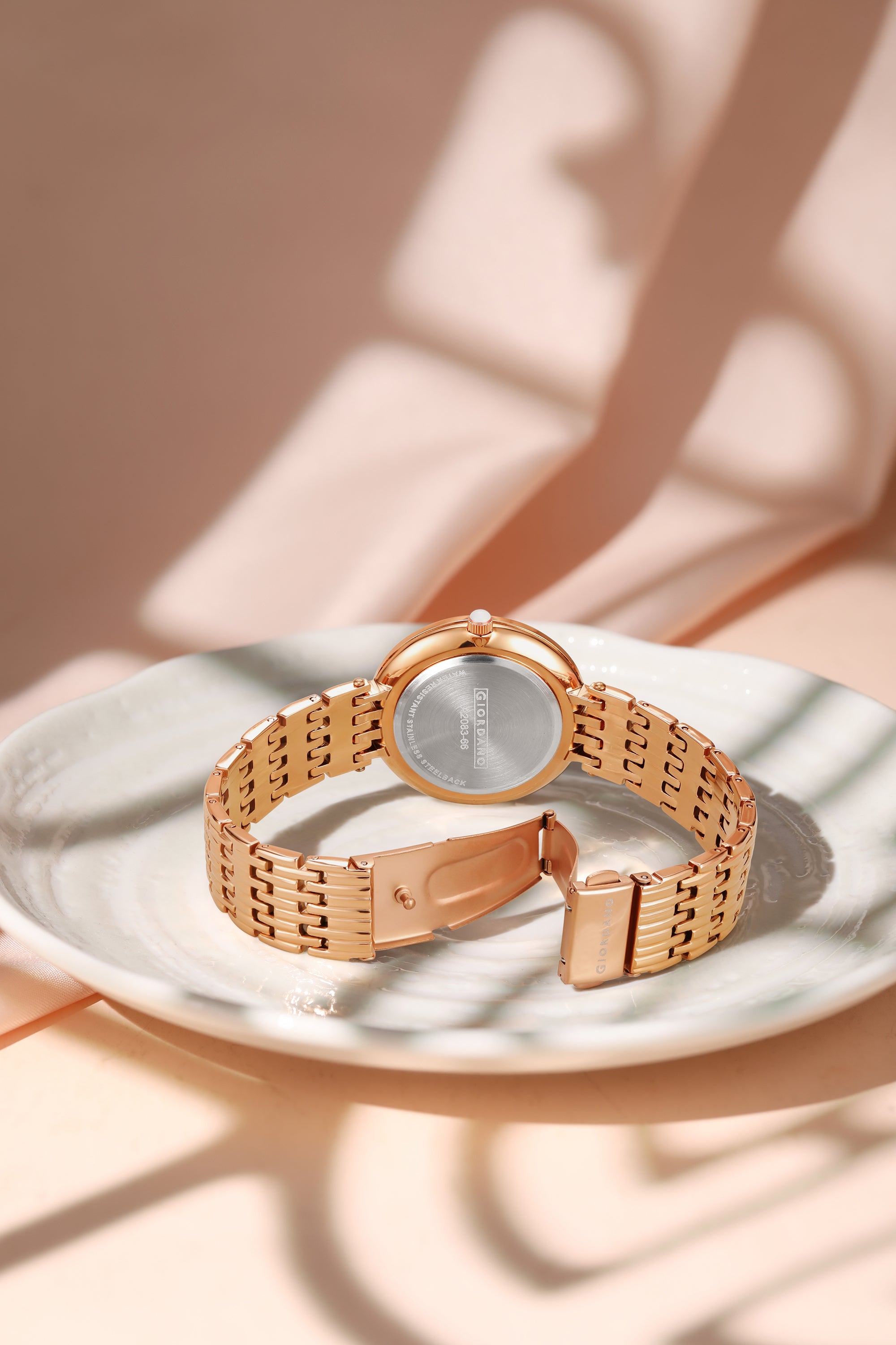 Giordano Eleganza Collection Watch for Women with Stainless Steel Strap and Crystal Embellished Bezel, Roman Numerals-A2083-66