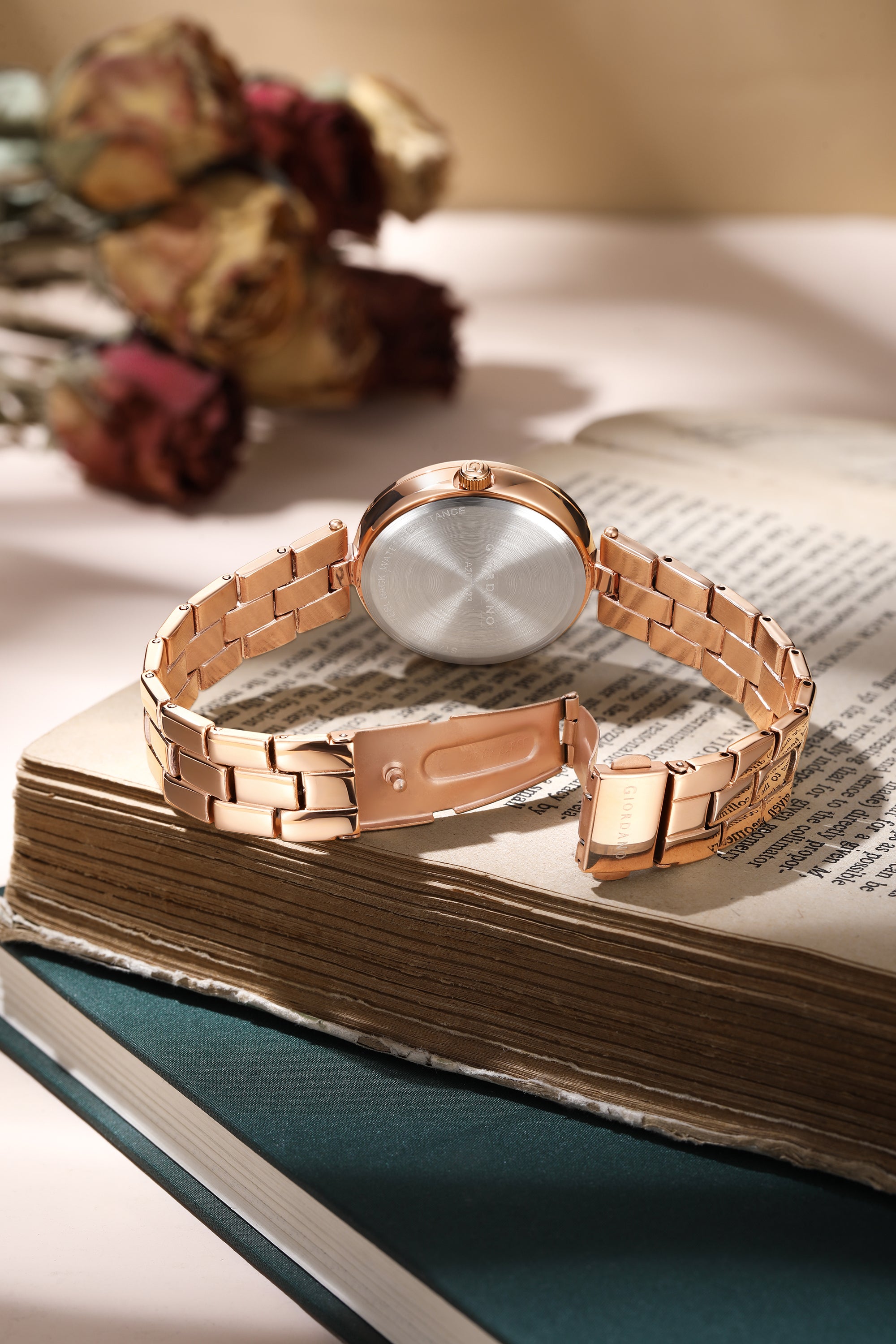 Giordano Analog Watch for Women with Diamond Studded Case and Metal Strap | A2079-33