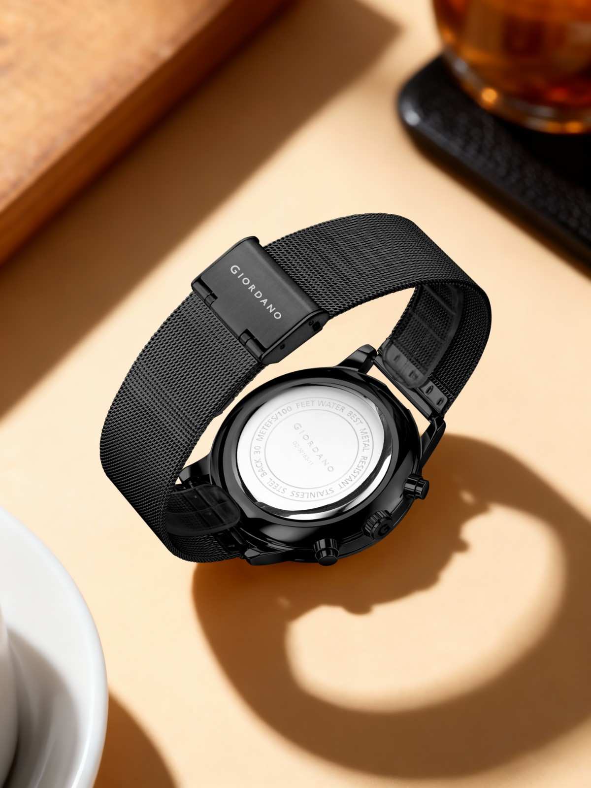 GIORDANO Formal Chronograph Watch for Men with Round Dial, Mesh Metal Strap, and Date Display - GZ-50183-11