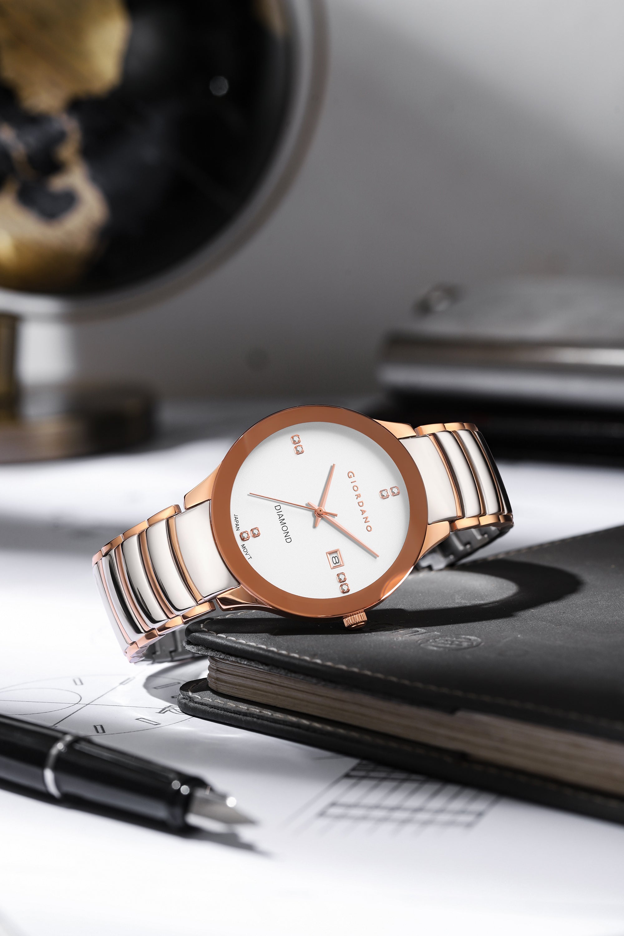 Giordano Classic Analog Watch for Men with Diamond Accents and Stainless Steel Strap GZ-50102-11