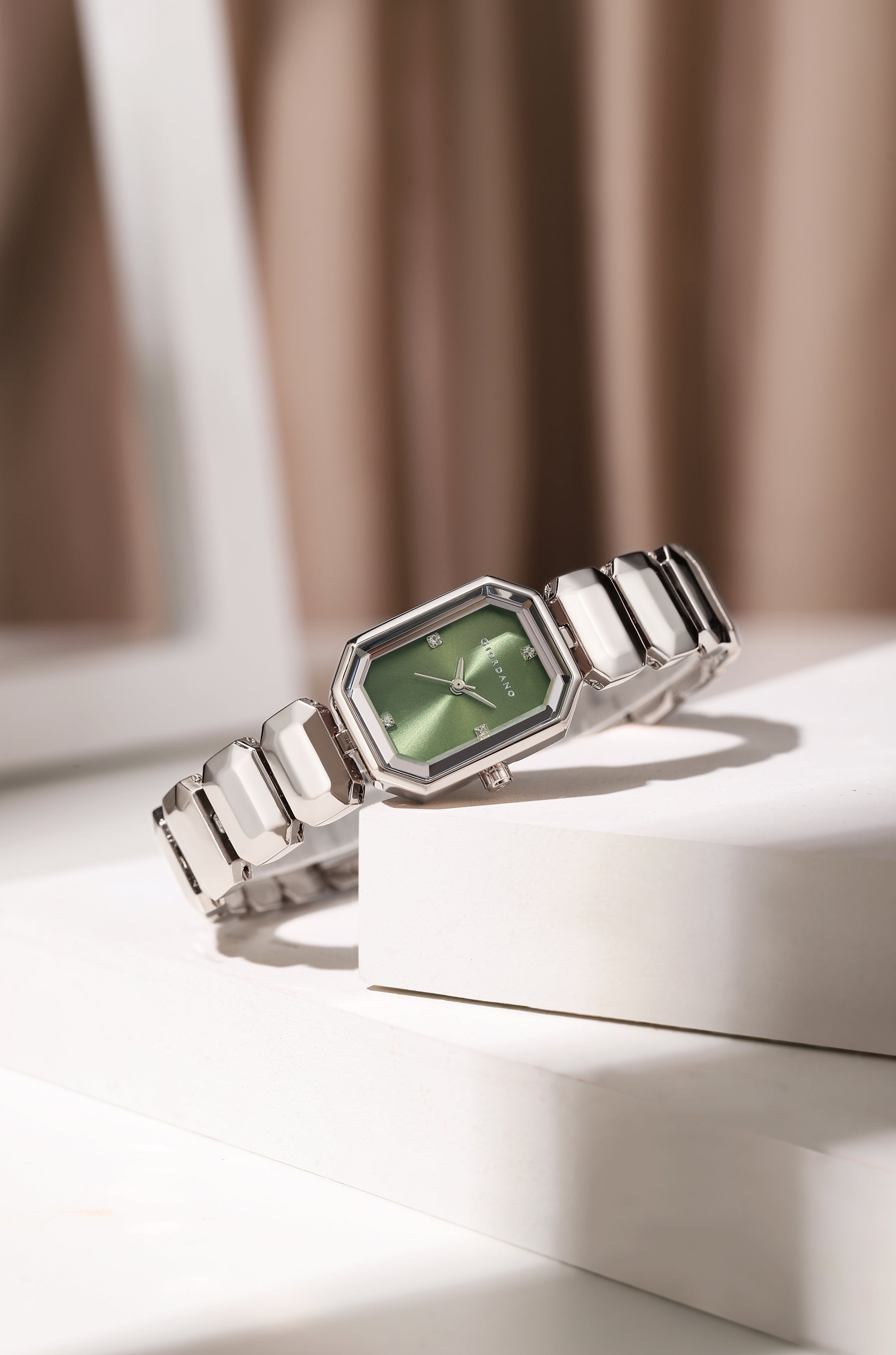 Giordano stylish analog Watch for women with Octagonal Dial, Crystal Hour Markers and Bracelet Style Strap GZ-60103-11