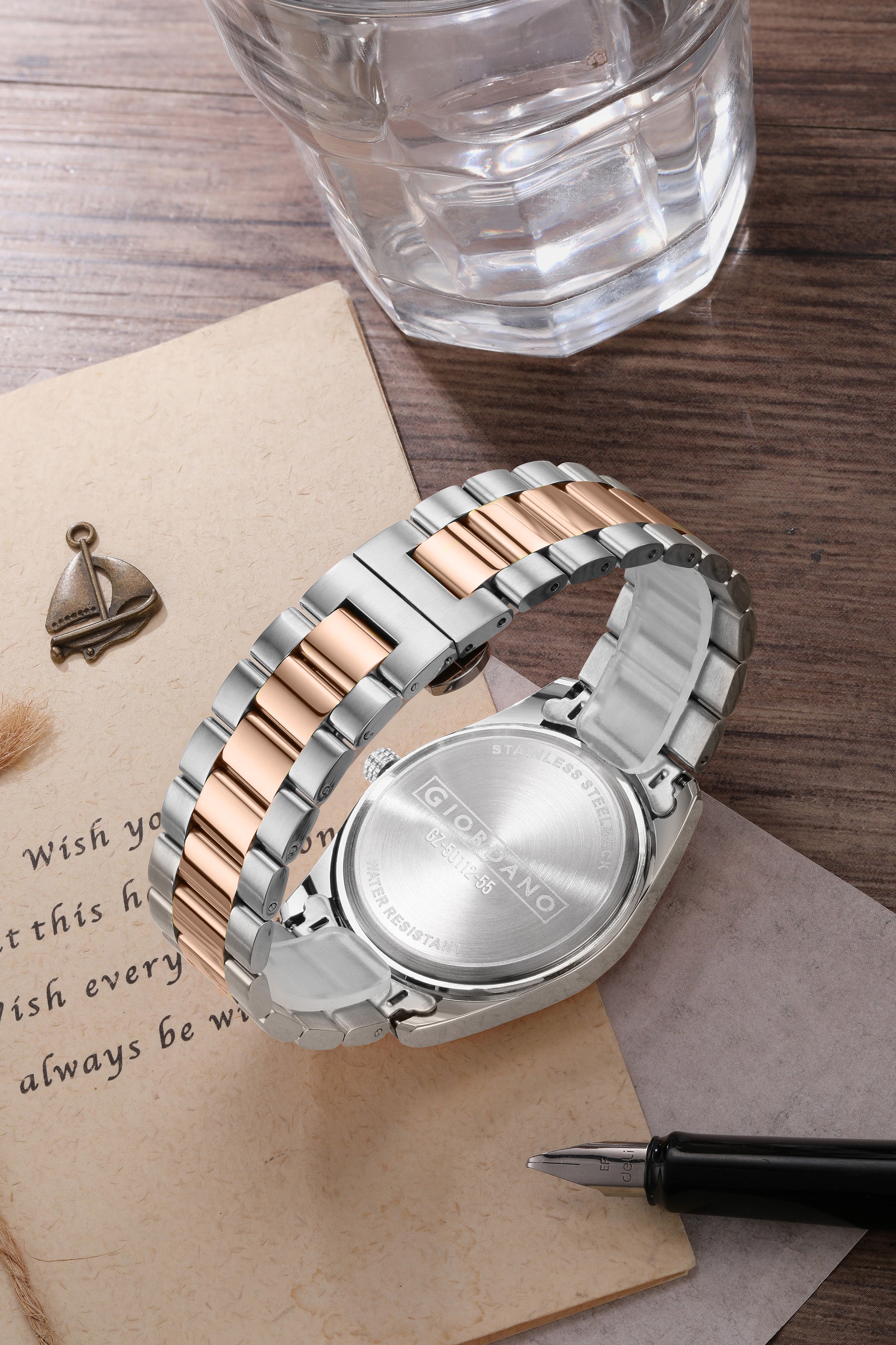 Giordano Analog Wrist Watch for Men Stylish Metal Strap with Water Resistant 3 Hand Mechanism for Men and Boys to Compliment Your Look/Ideal Gift for Male - GZ-50112-GZ-50112-55