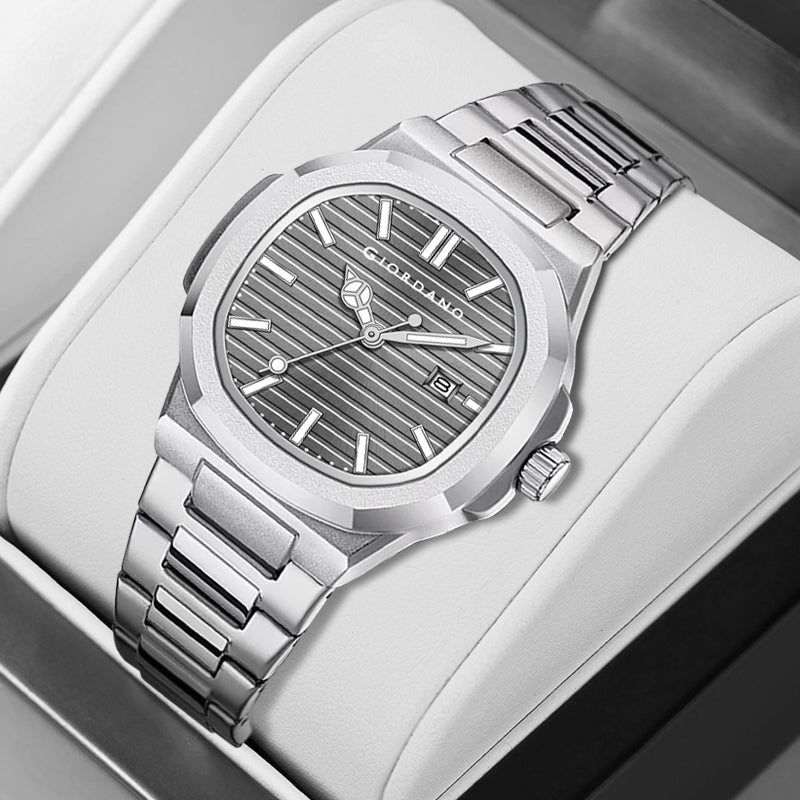 Giordano Analog Watch for Men – Textured Dial, Stainless Steel Strap, Date Display, Quartz Movement, Water Resistant | GZ-50134-66