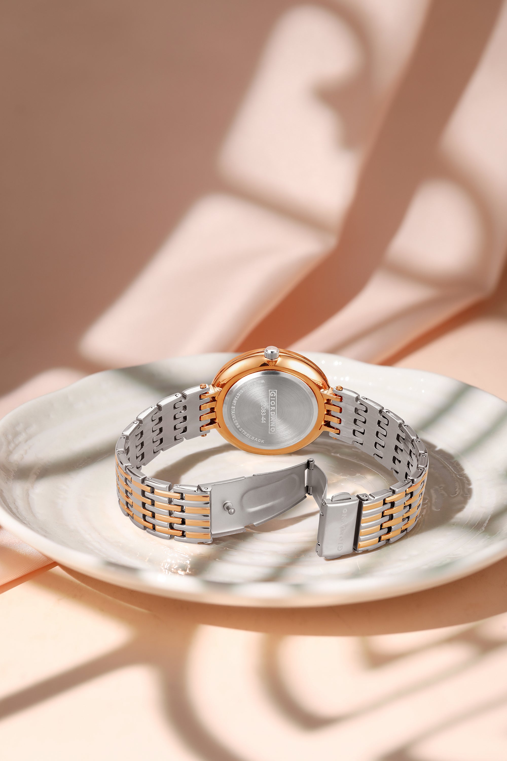 Giordano Eleganza Collection Watch for Women with Stainless Steel Strap and Crystal Embellished Bezel, Roman Numerals-A2083-44