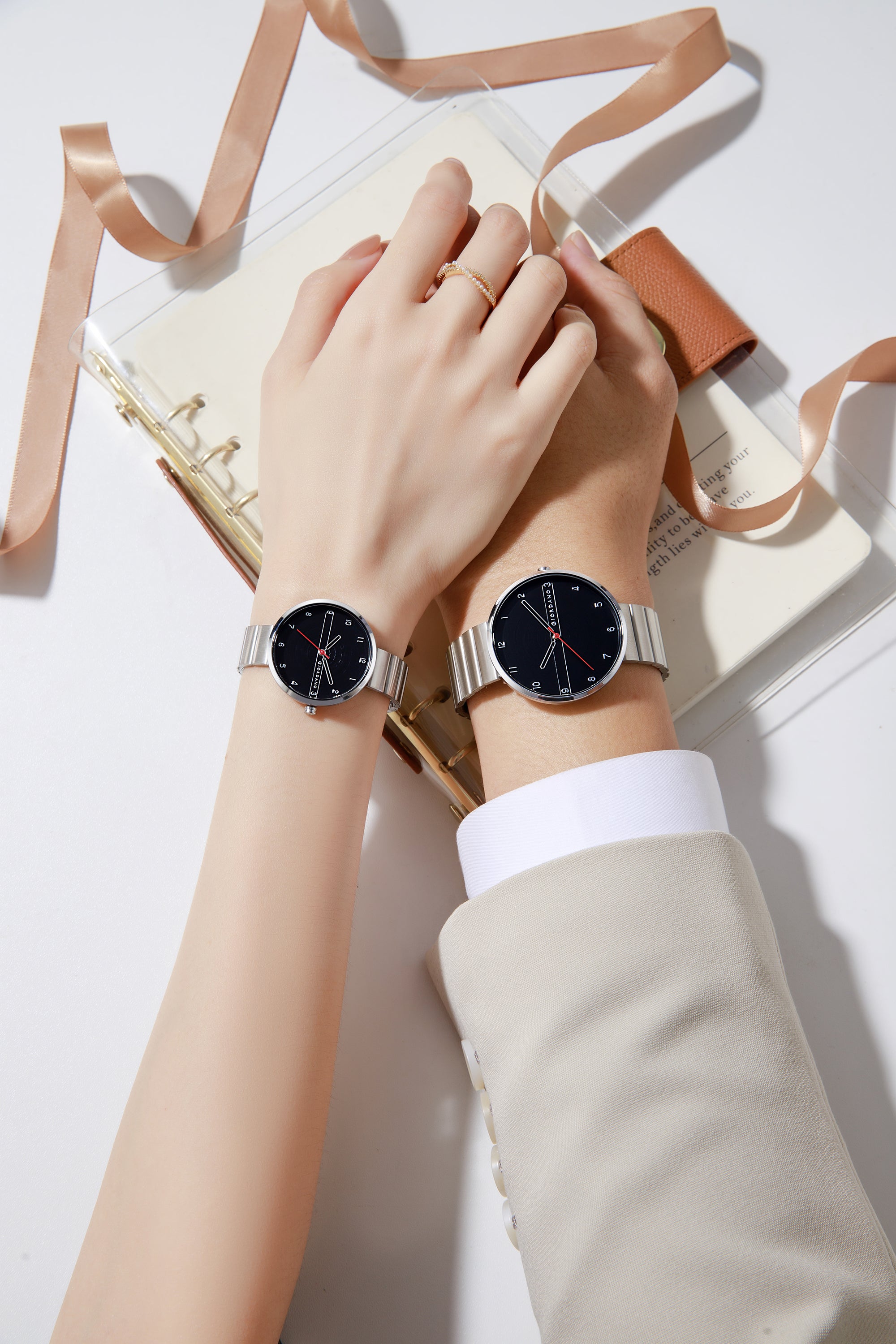 Giordano Analog Couple Watch Set – Elegant Dial with Stainless Steel Strap – His & Hers Matching Watches – Minimalist Unisex Design | GZ-992-SET-11