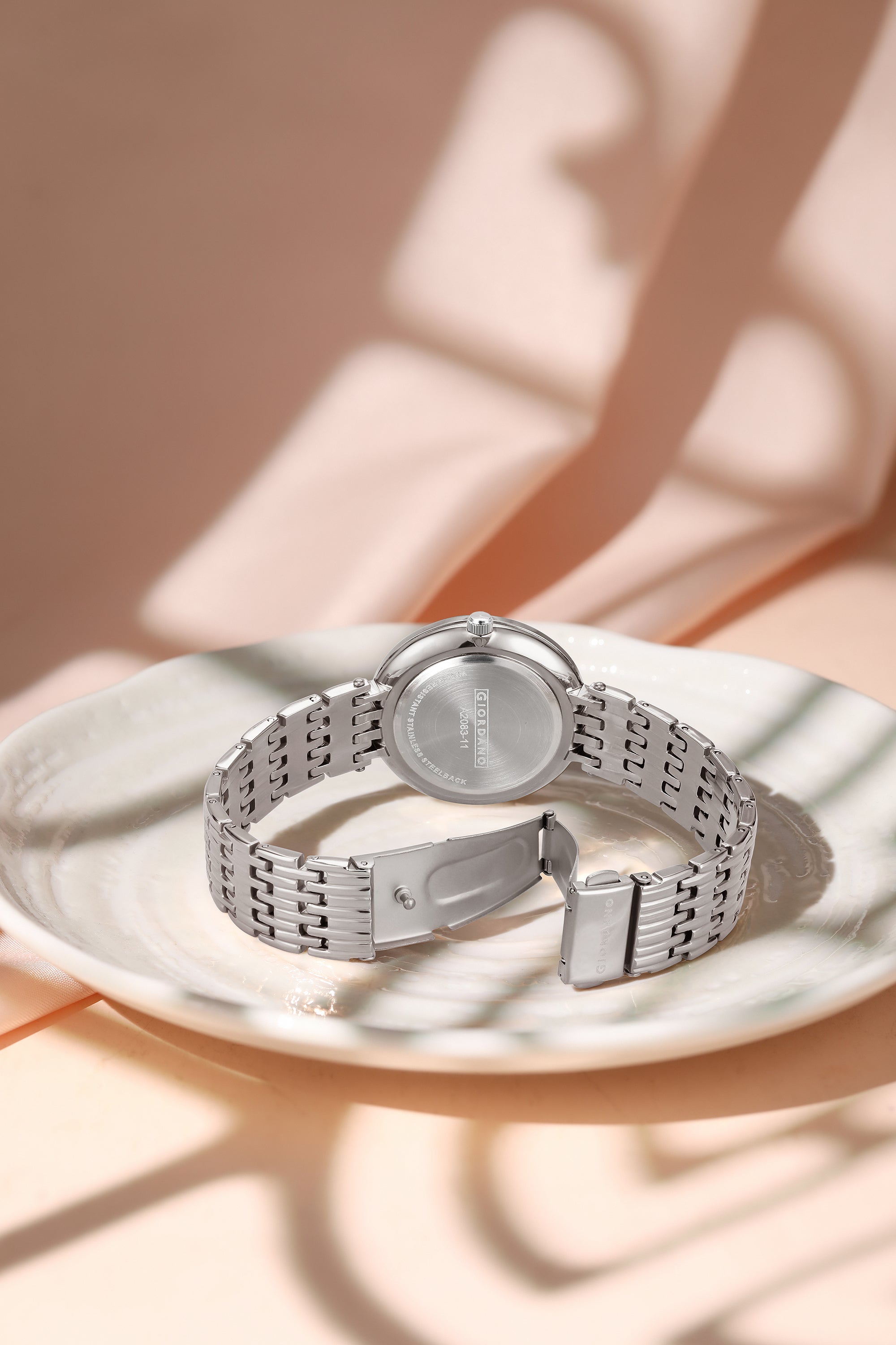 Giordano Eleganza Collection Watch for Women with Stainless Steel Strap and Crystal Embellished Bezel, Roman Numerals-A2083-11