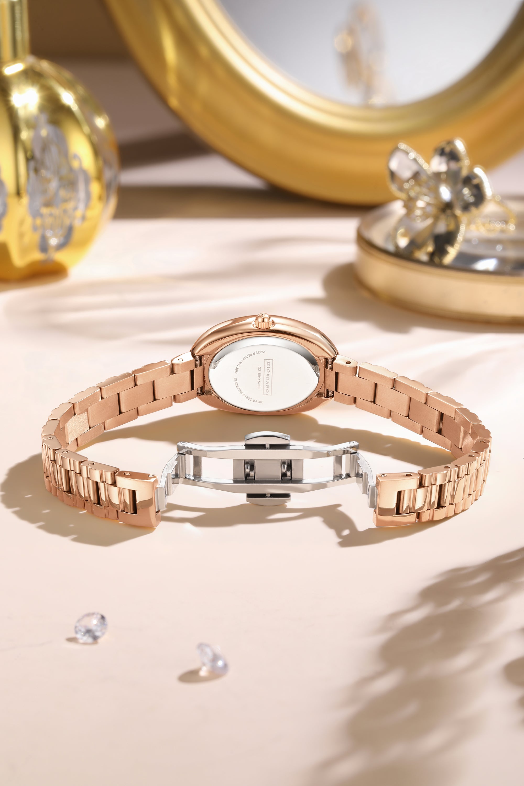 Giordano Oval Shape Dial Watch for Women – Elegant Roman Numerals, Stainless Steel Strap, Sleek Analog Design | GZ-60115-55