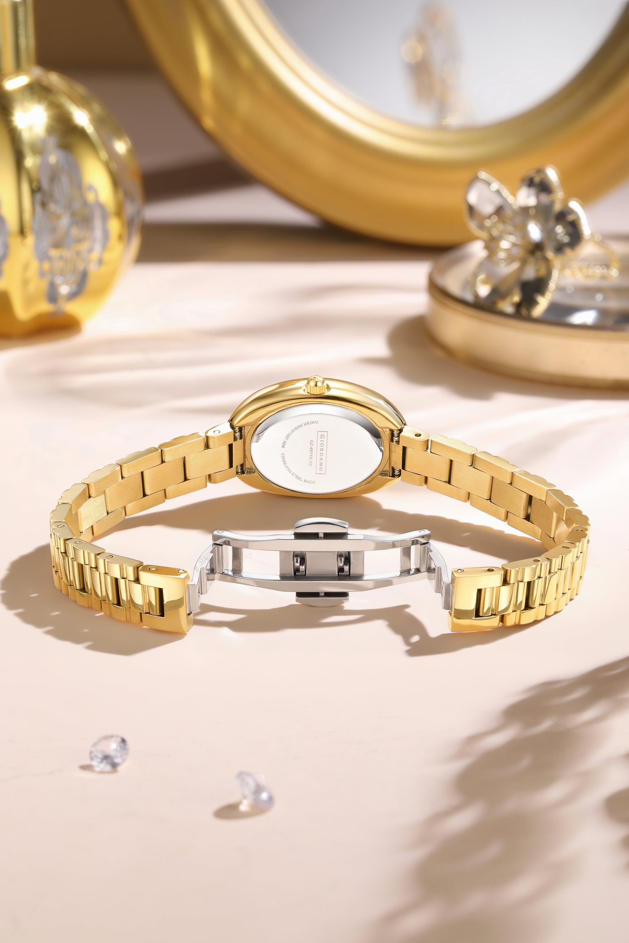 Giordano Oval Shape Dial Watch for Women – Elegant Roman Numerals, Stainless Steel Strap, Sleek Analog Design | GZ-60115-33