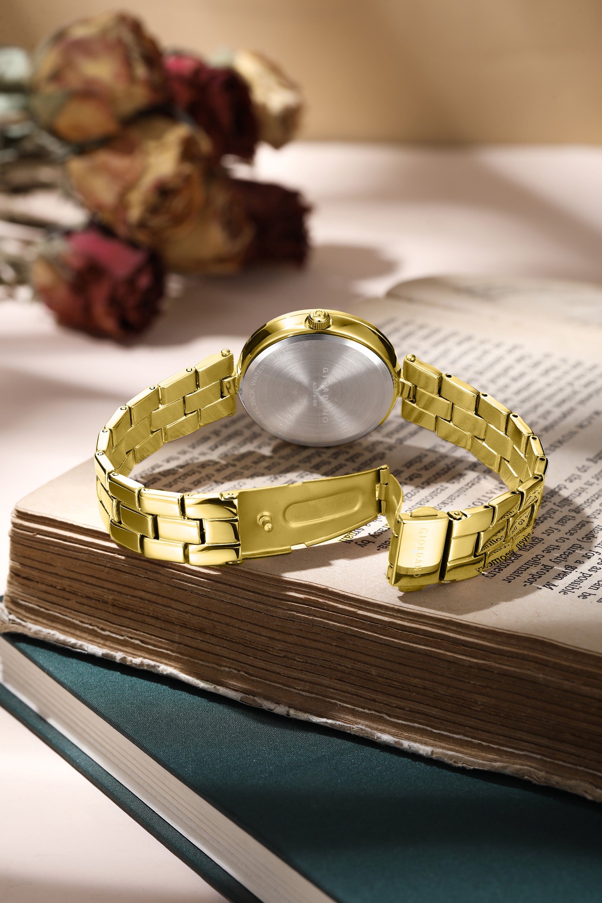 Giordano Analog Watch for Women with Diamond Studded Case and Metal Strap | A2079-66