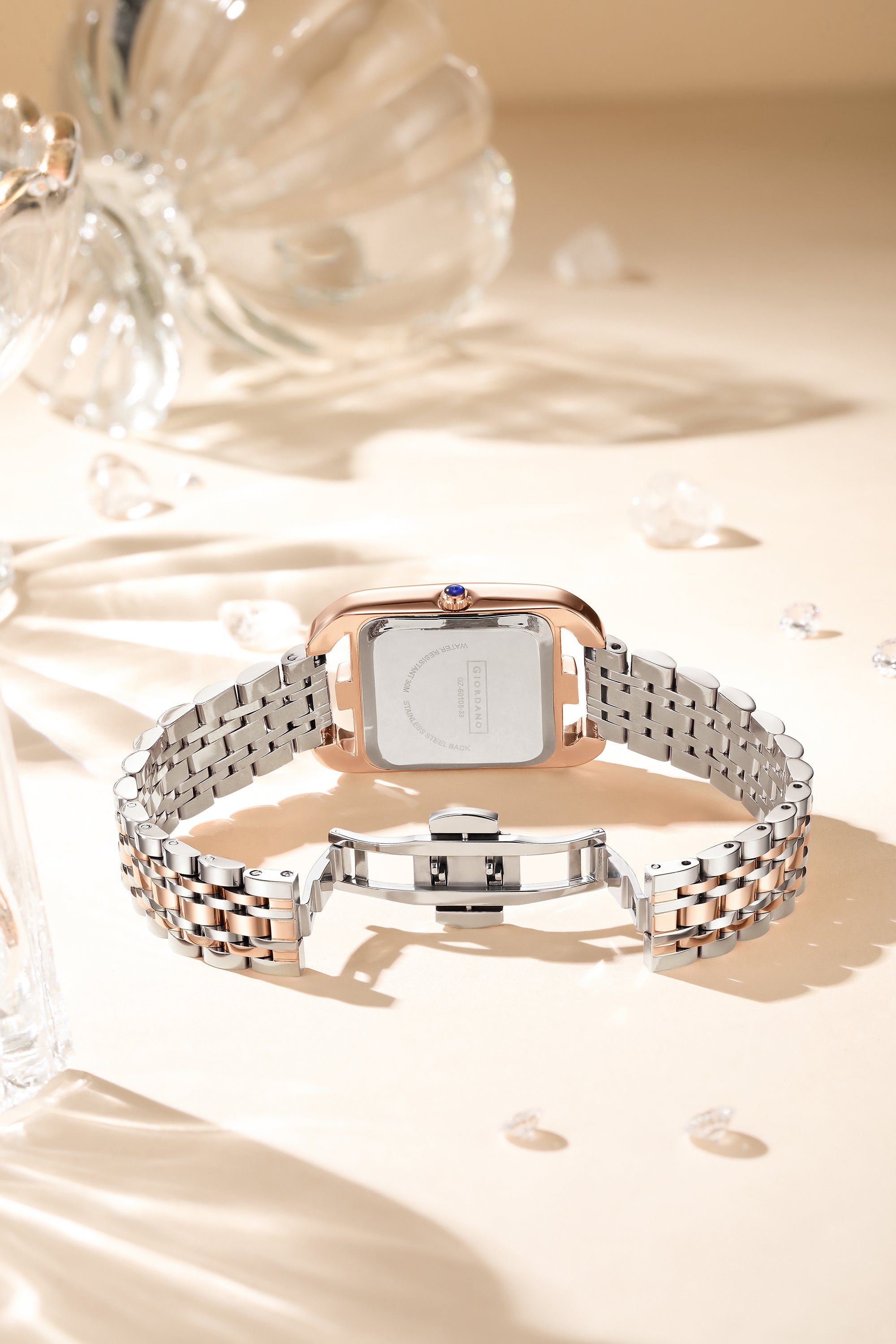 Giordano Analog Watch for Women– Stylish Dial with Crystal Accents, Metal Strap, Quartz Movement – Elegant Accessory for Special Occasions | GZ-60108-33