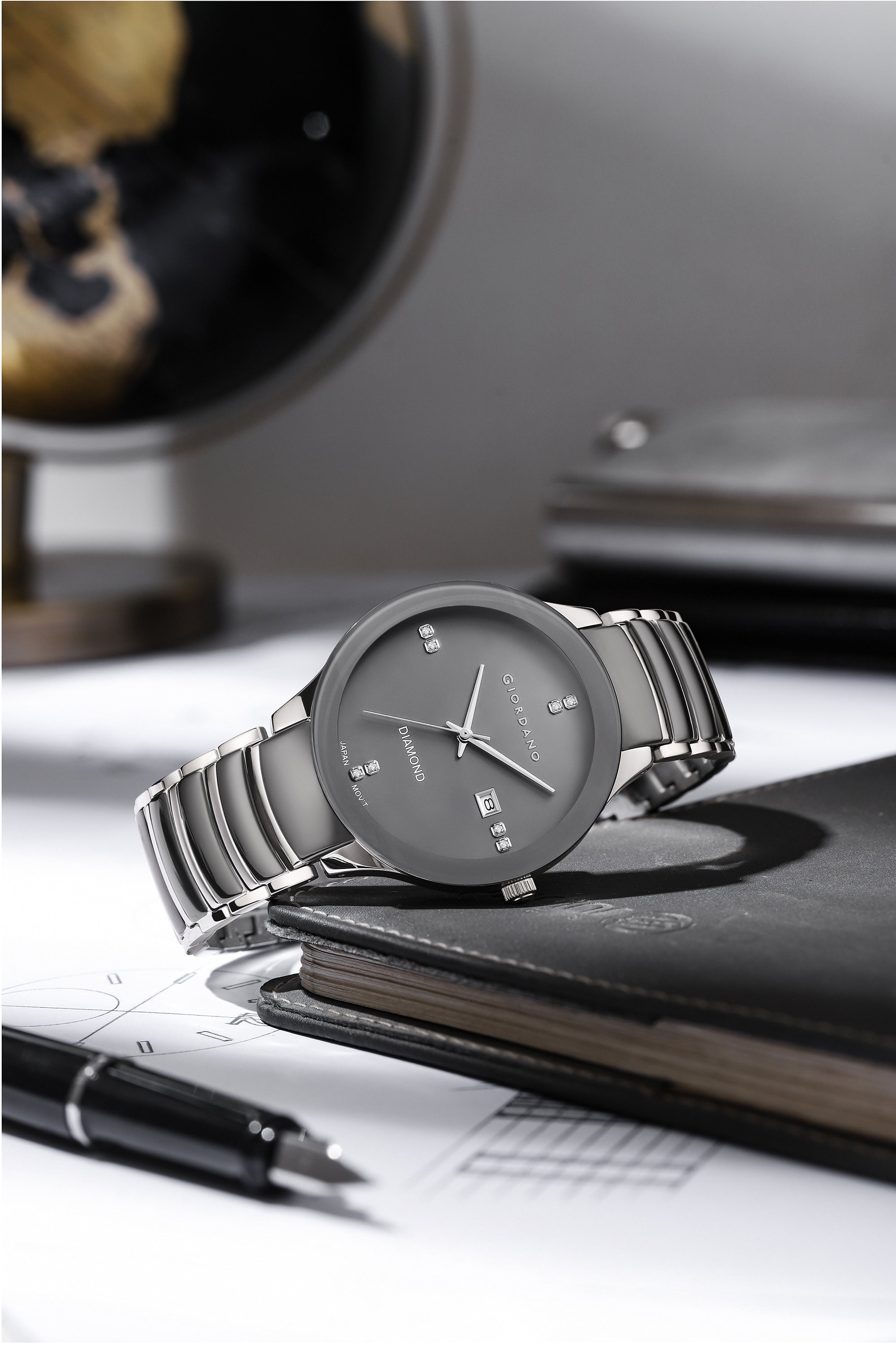 Giordano Classic Analog Watch for Men with Diamond Accents and Stainless Steel Strap GZ-50102-22