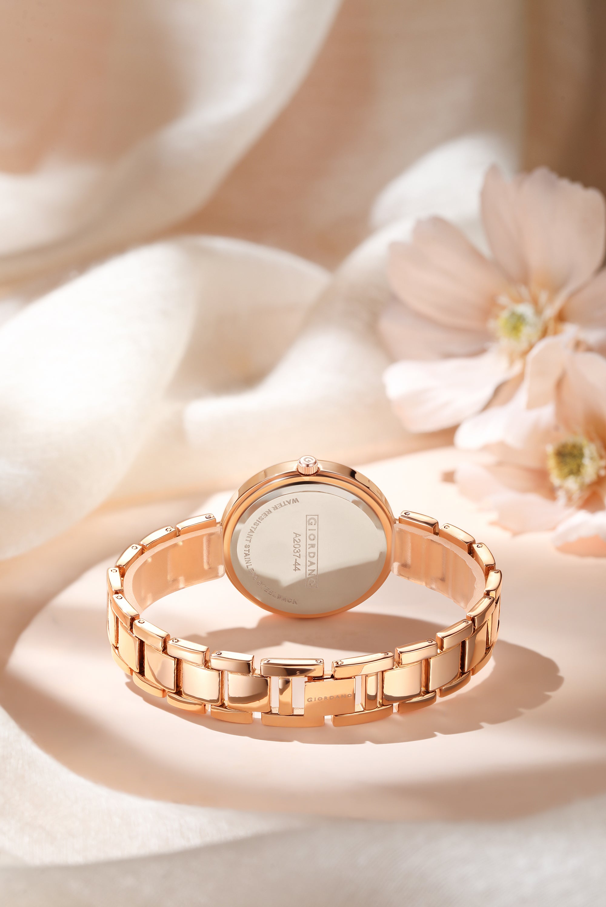 Giordano Eleganza Collection Analog Watch for Women with Crystal-Studded Strap & Diamond Indices-A2037-44