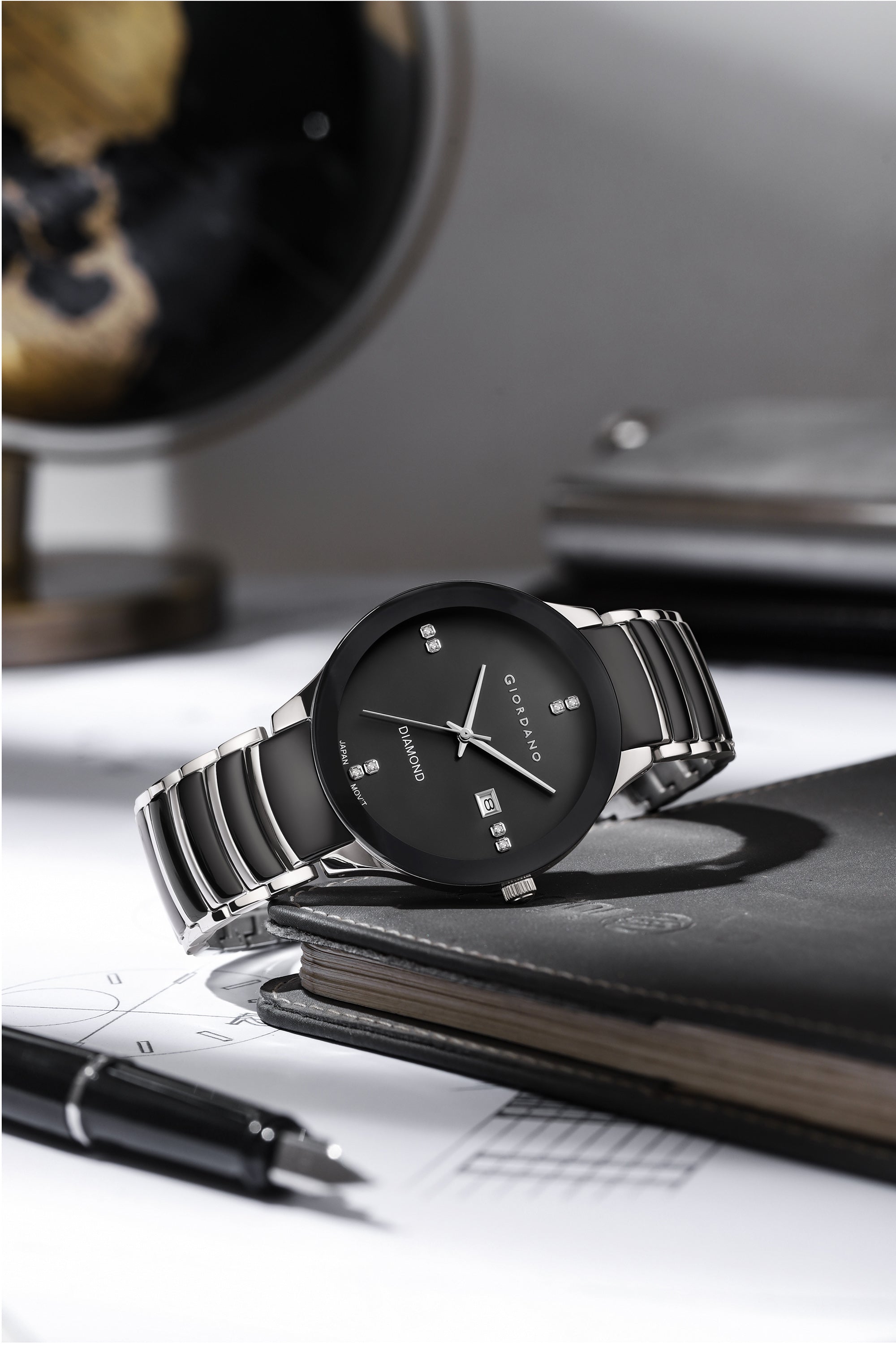 Giordano Classic Analog Watch for Men with Diamond Accents and Stainless Steel Strap GZ-50102-33