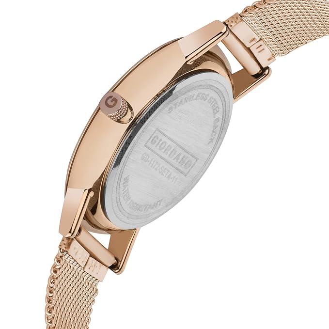 Giordano Rose Gold  Analog Stylish Watch for Couple with Stylish dial with Roman Indicess and mesh Metal Strap GD-1172-SETA-11