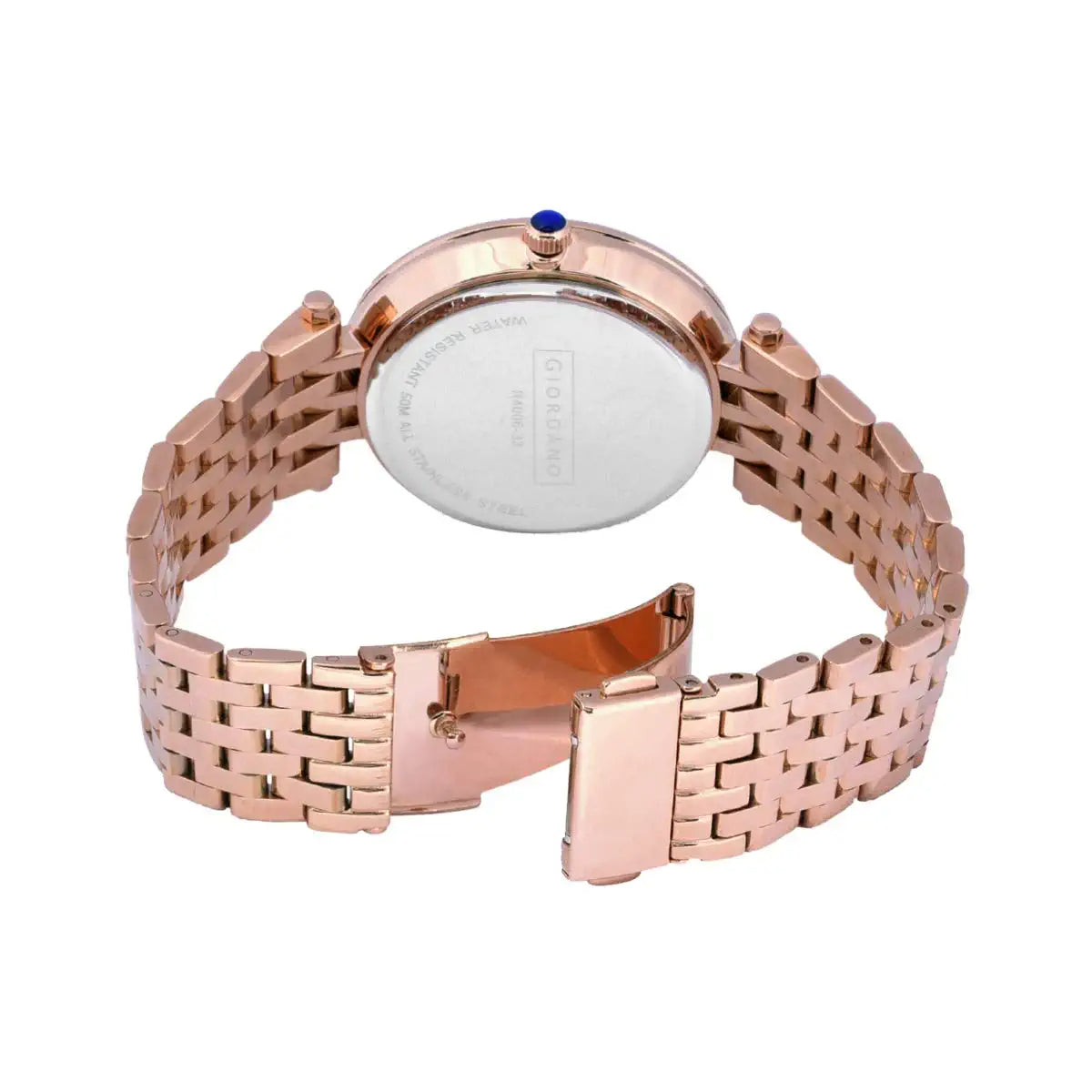 Giordano Classic Analog Watch for Women with Crystal-Studded Bezel and Stainless Steel Strap GZ-60015-33