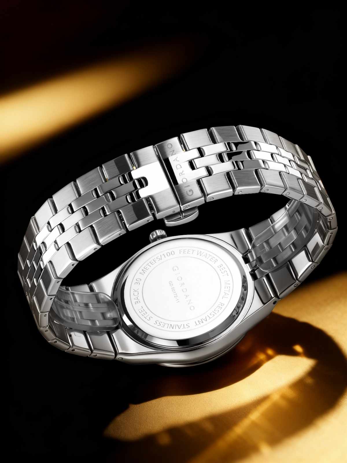 GIORDANO Analog Watch for Men with Honeycomb Dial, Fluted Bezel, Stainless Steel Strap, Date Window & Luminous Hour Markers - GZ-50172-11