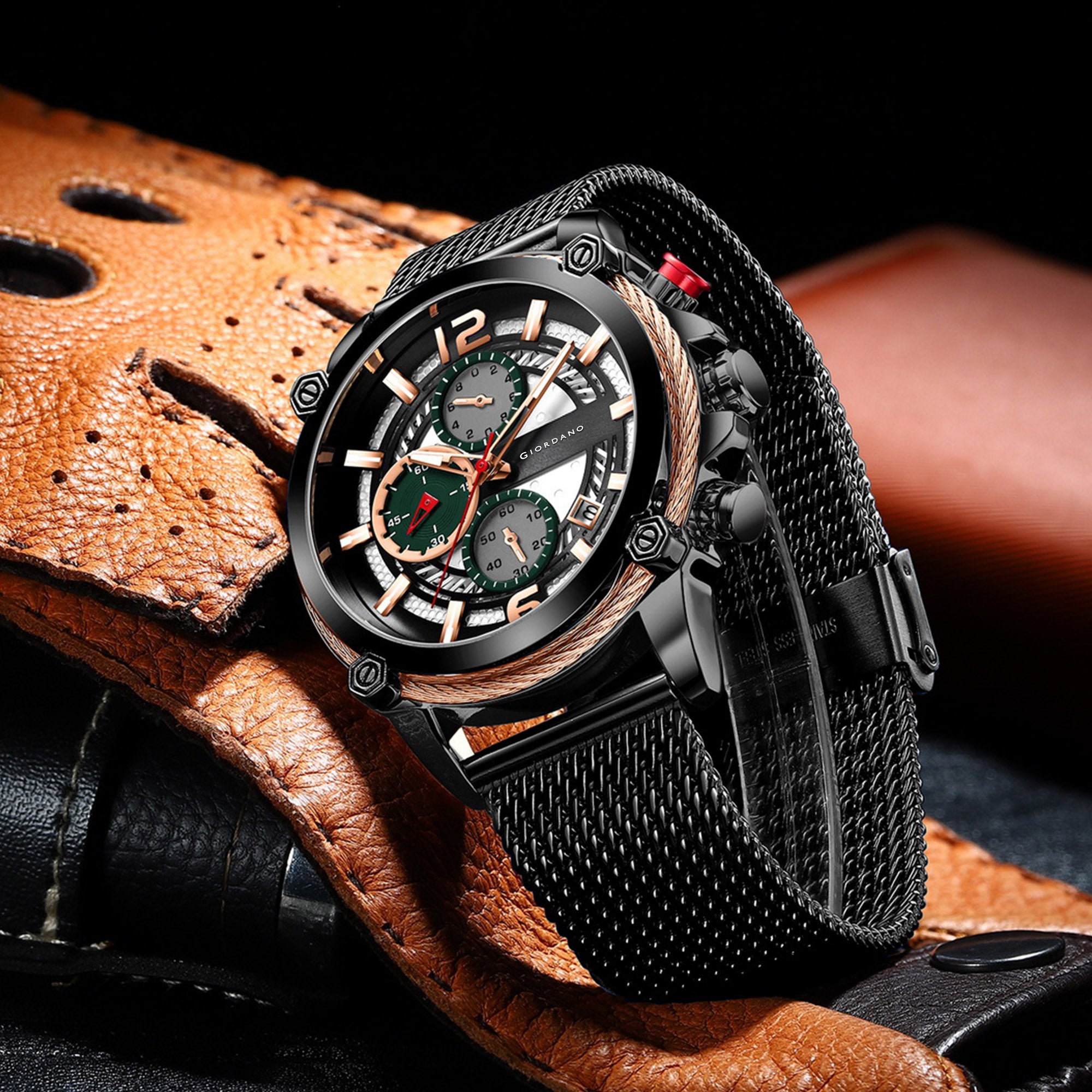 Giordano Analog Wrist Watch for Men Stylish Metal Strap with Water Resistant Multifunction Mechanism Watch | GZ-50039-11