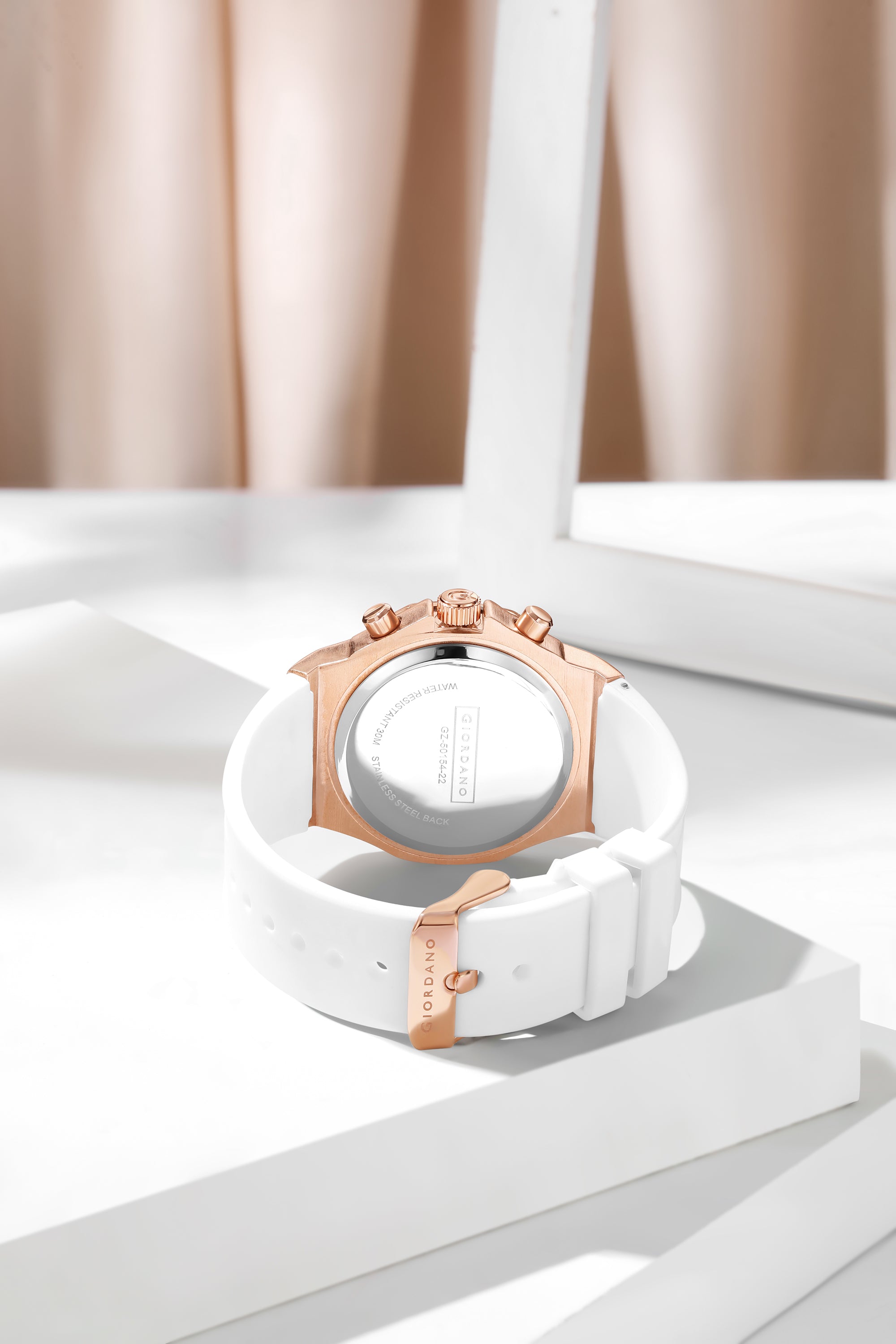 Giordano Chronograph Watch for Women | Stainless Steel Case, Crystal bezel | Modern & Stylish Timepiece with Comfortable Silicone Strap | GZ-50154-22