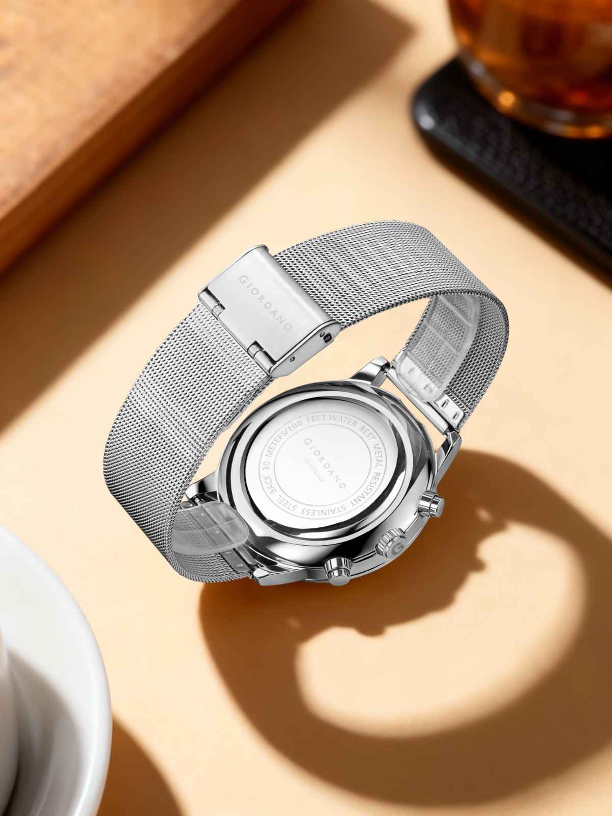 GIORDANO Formal Chronograph Watch for Men with Round Dial, Mesh Metal Strap, and Date Display - GZ-50183-22