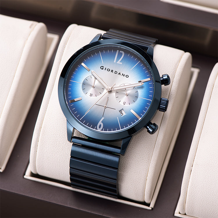 Giordano Analog Chronograph Watch for Men - Stainless Steel Case & strap| Modern Casual & Formal Wristwatch with Date | GZ-50153-44