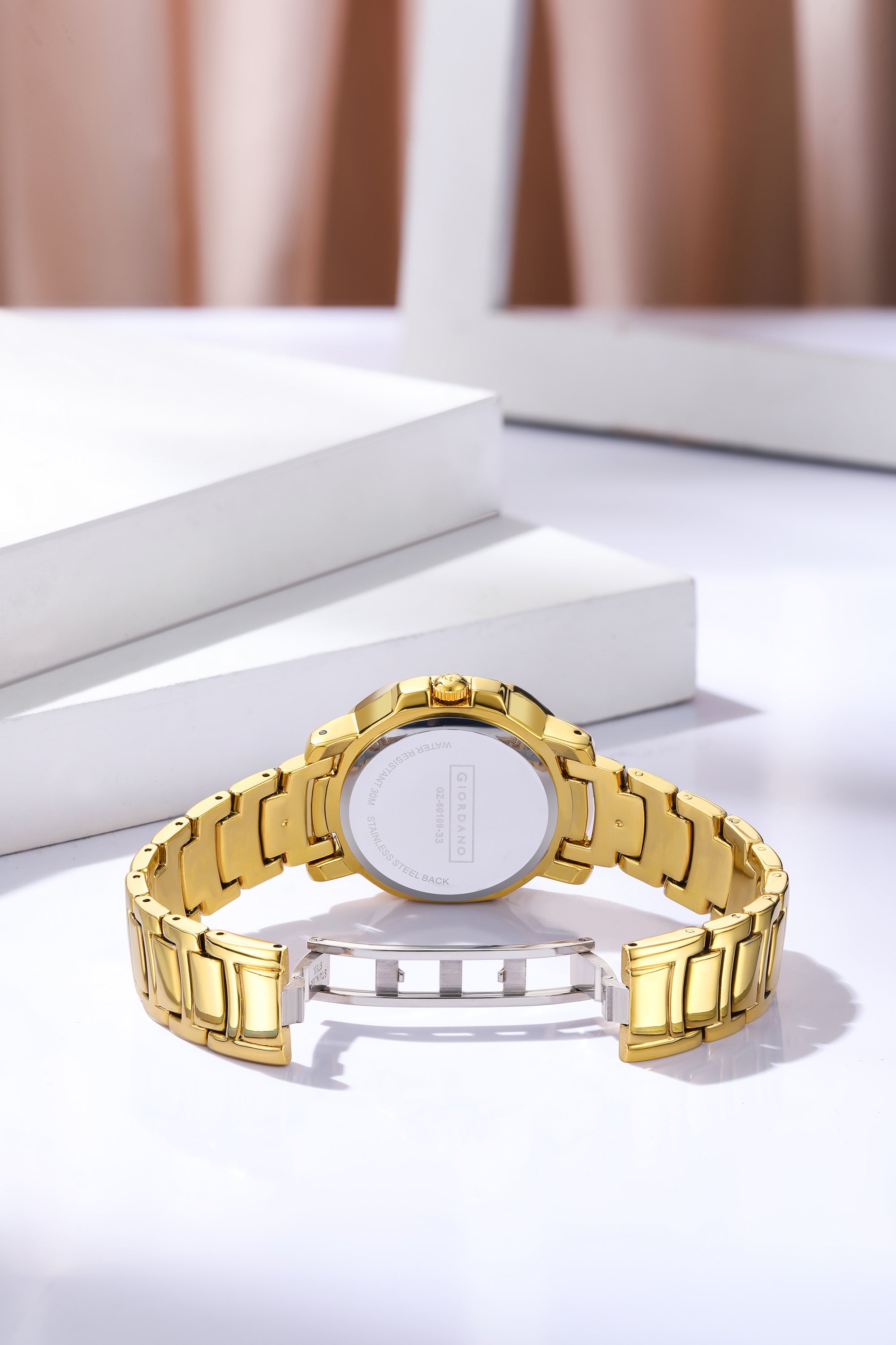 Giordano Analog dress Watch for Women with square dial , Crystal-Accented Bezel and stainless steel strap | GZ-60109-33