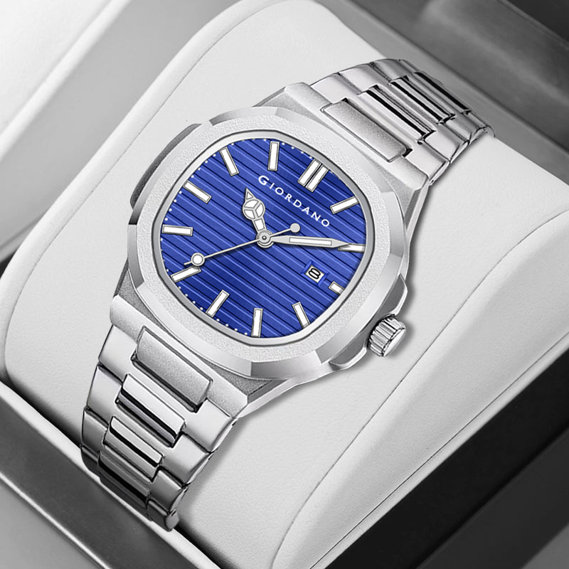 Giordano Analog Watch for Men – Textured Dial, Stainless Steel Strap, Date Display, Quartz Movement, Water Resistant | GZ-50134-55