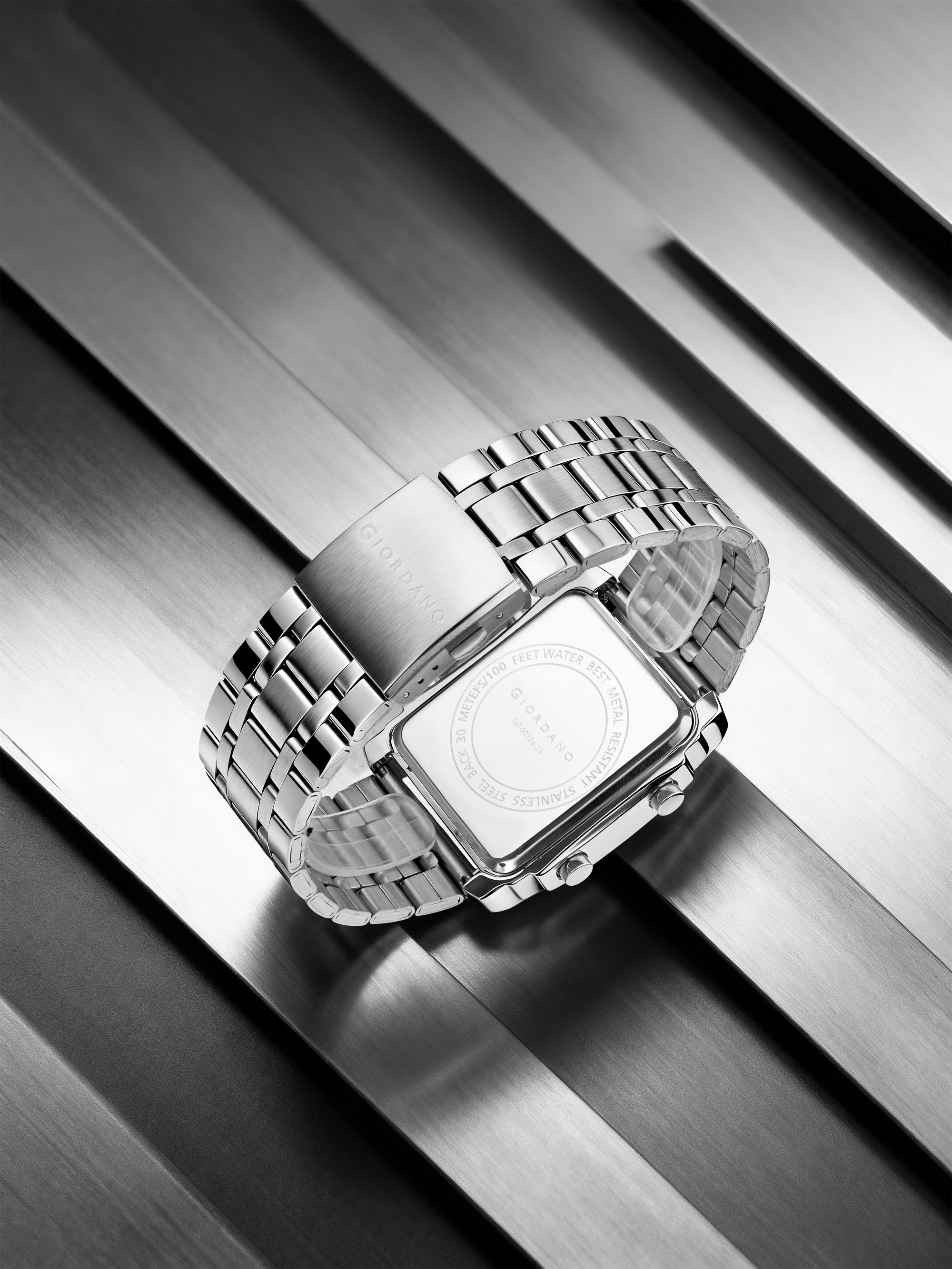 Giordano Analog-Digital Display Watch for Men Quartz Movement, LED Light, Dual Time, Date Function, Stainless Steel Strap - GZ-50184-33