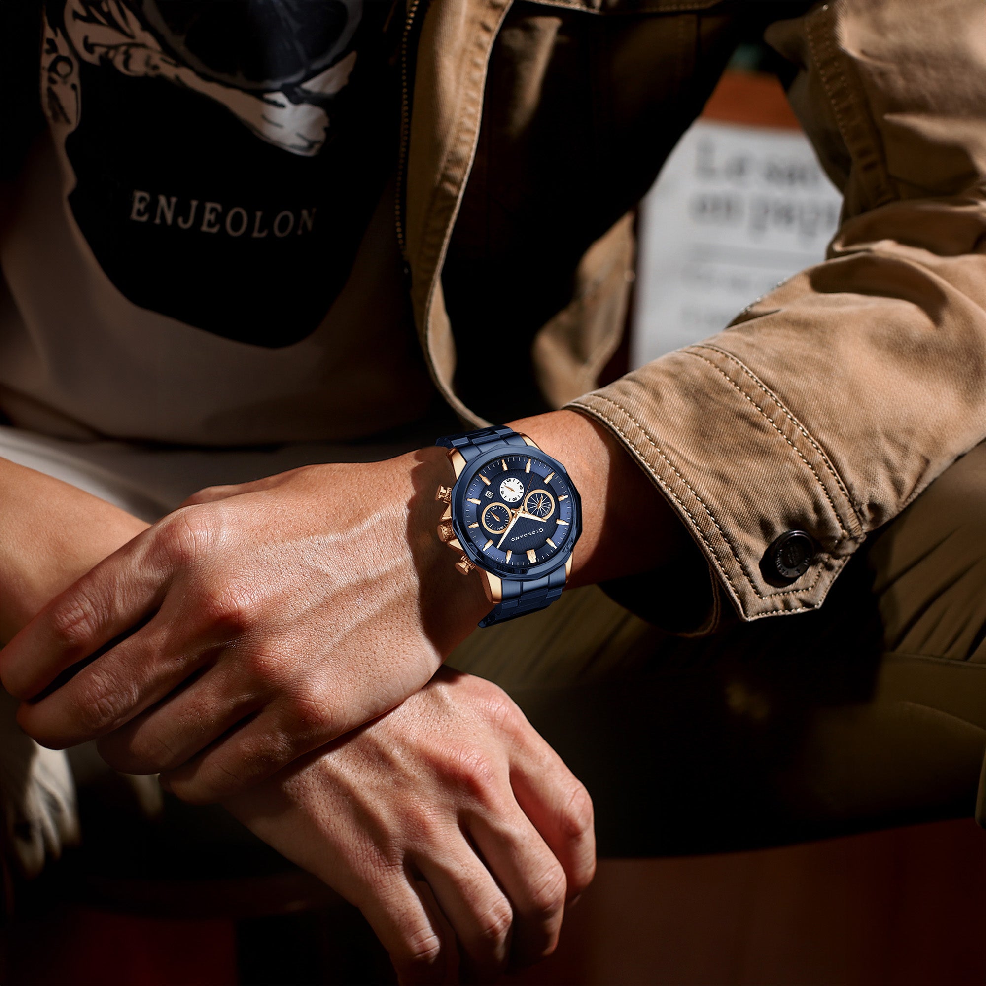 Giordano Analog Wrist Watch for Men Stylish Metal Strap with Water Resistant Multifunction Mechanism Watch GZ-50036-44