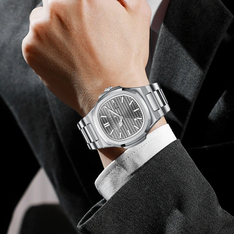 Giordano Analog Watch for Men – Textured Dial, Stainless Steel Strap, Date Display, Quartz Movement, Water Resistant | GZ-50134-66