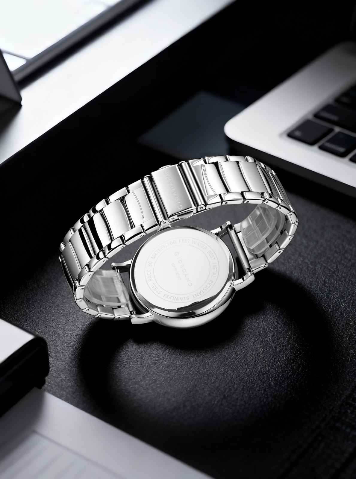 GIORDANO Classic Skeleton Design Watch for Men with Super Luminous Hands, Stainless Steel Strap, and Date Display - GZ-50182-22