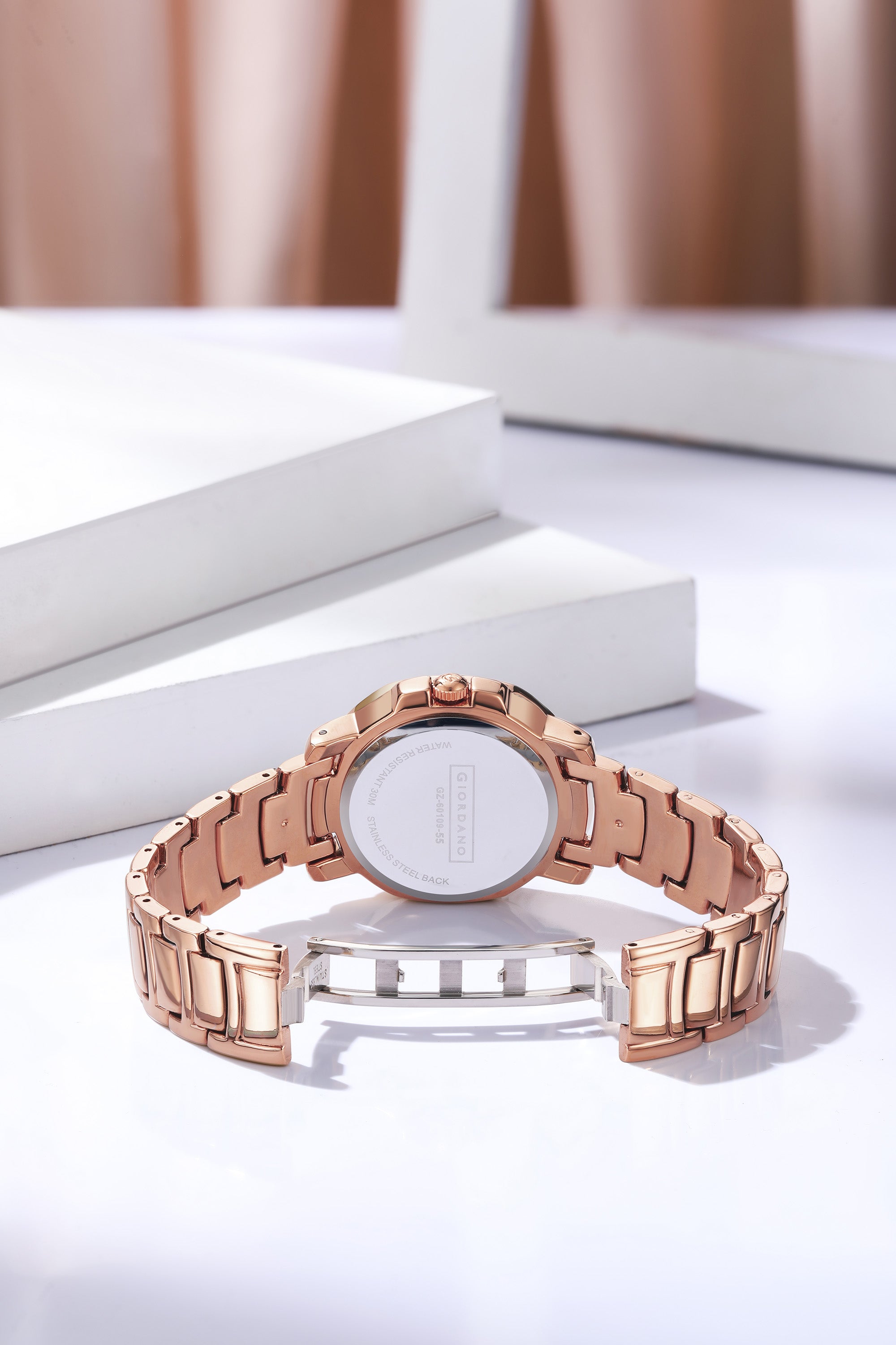 Giordano Analog dress Watch for Women with square dial , Crystal-Accented Bezel and stainless steel strap | GZ-60109-55