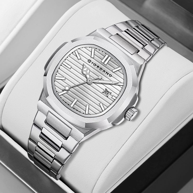 Giordano Analog Watch for Men – Textured Dial, Stainless Steel Strap, Date Display, Quartz Movement, Water Resistant | GZ-50134-33